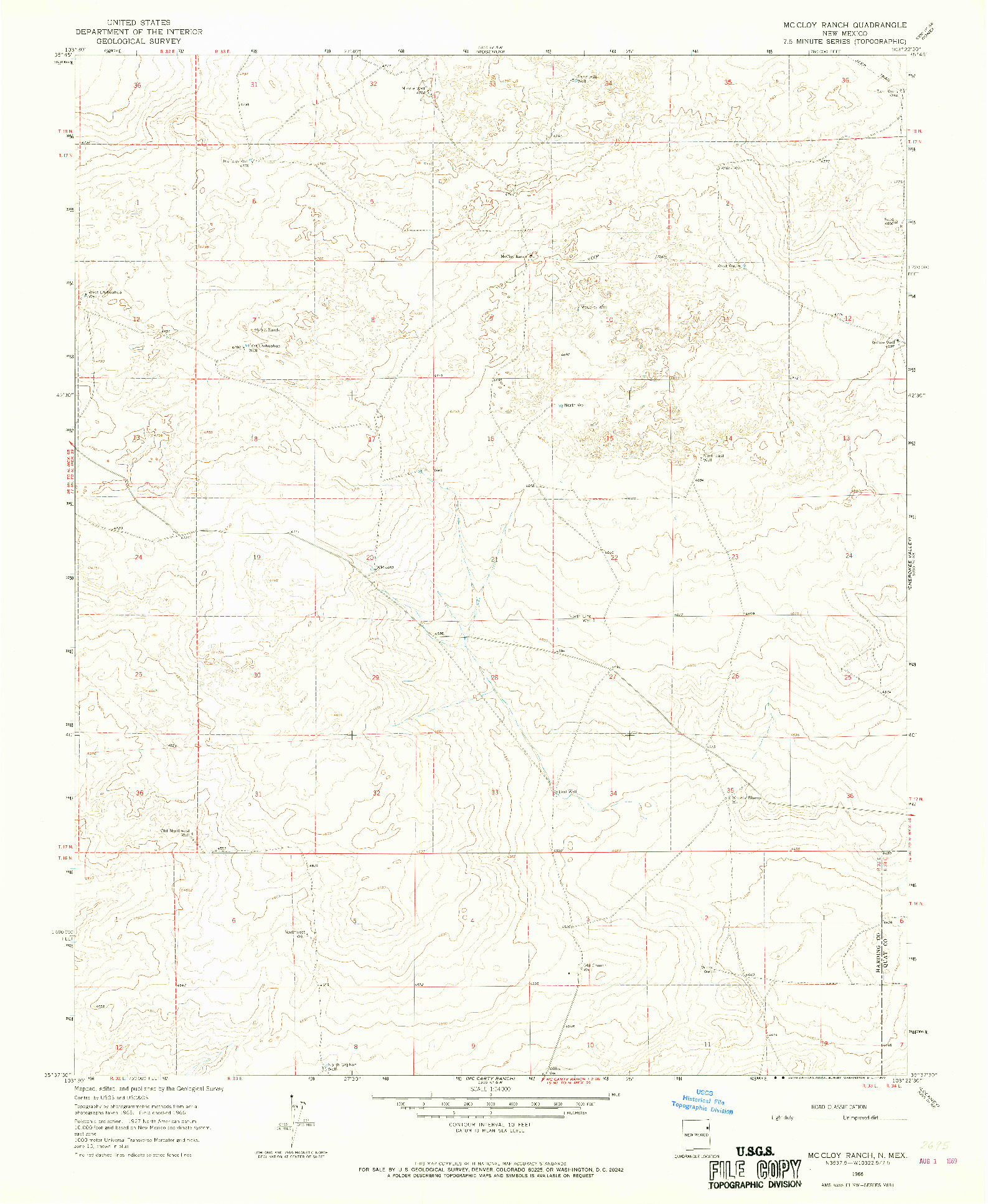 USGS 1:24000-SCALE QUADRANGLE FOR MC CLOY RANCH, NM 1966