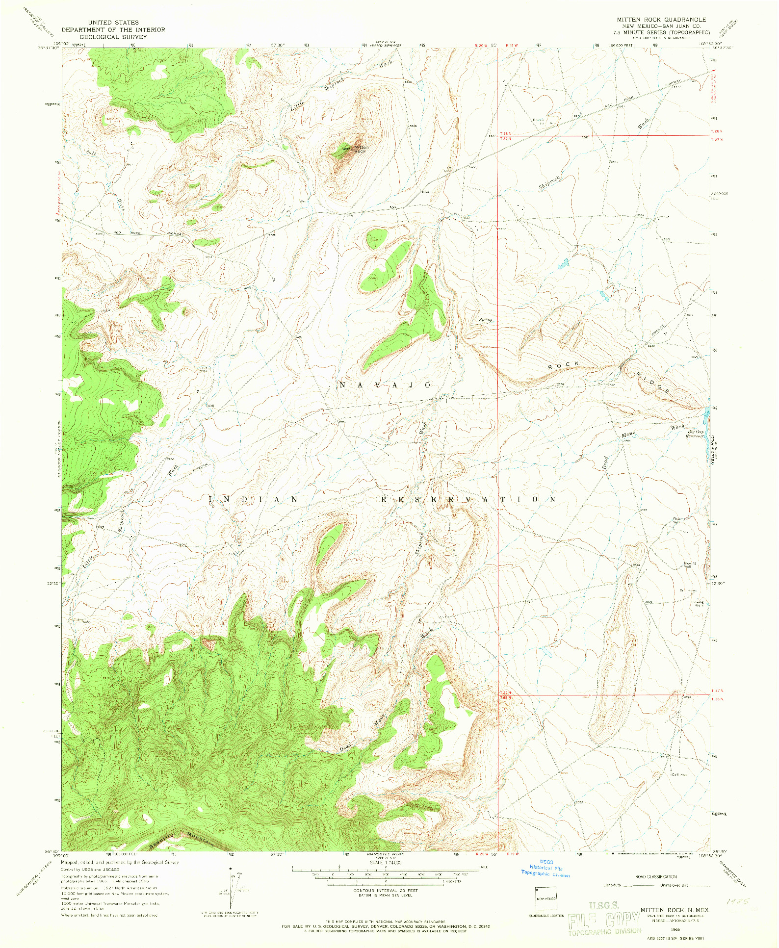 USGS 1:24000-SCALE QUADRANGLE FOR MITTEN ROCK, NM 1966