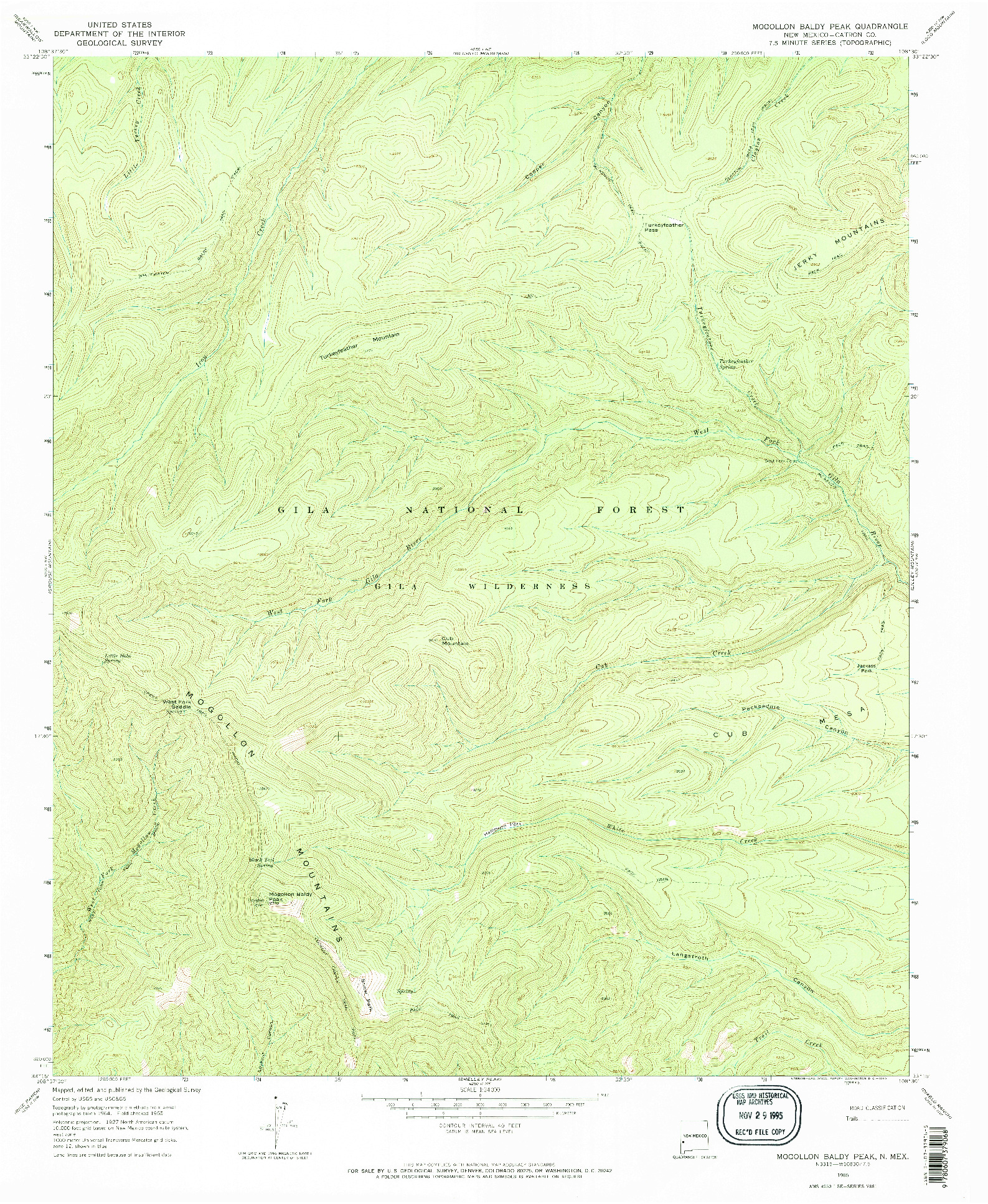 USGS 1:24000-SCALE QUADRANGLE FOR MOGOLLON BALDY PEAK, NM 1965