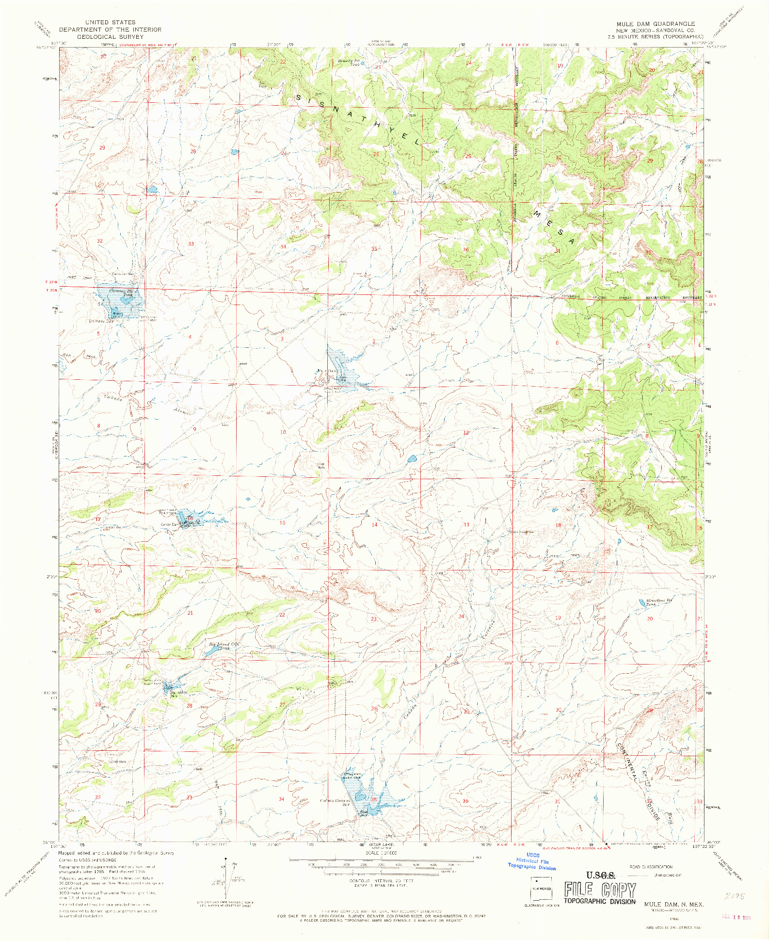 USGS 1:24000-SCALE QUADRANGLE FOR MULE DAM, NM 1966