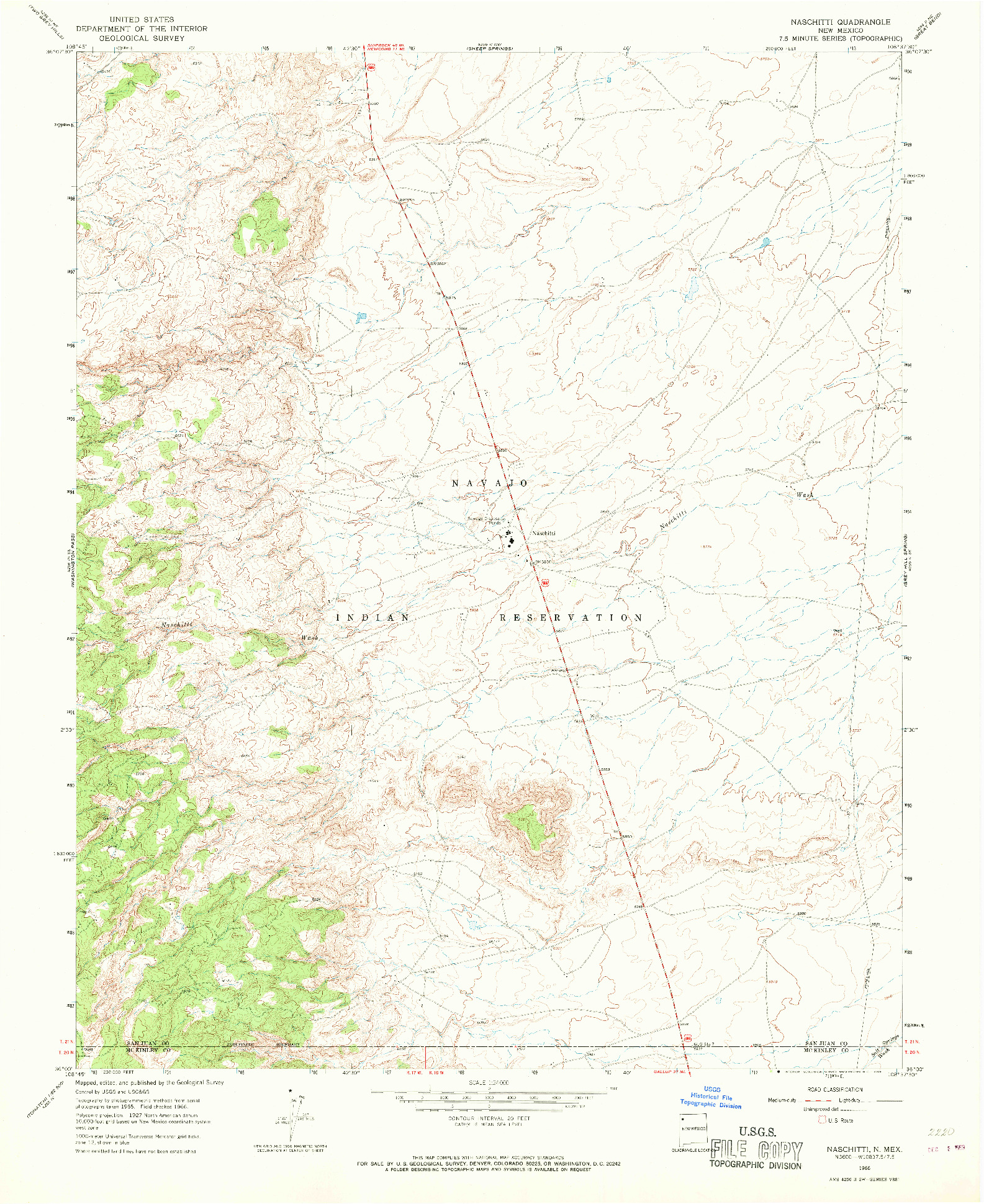 USGS 1:24000-SCALE QUADRANGLE FOR NASCHITTI, NM 1966