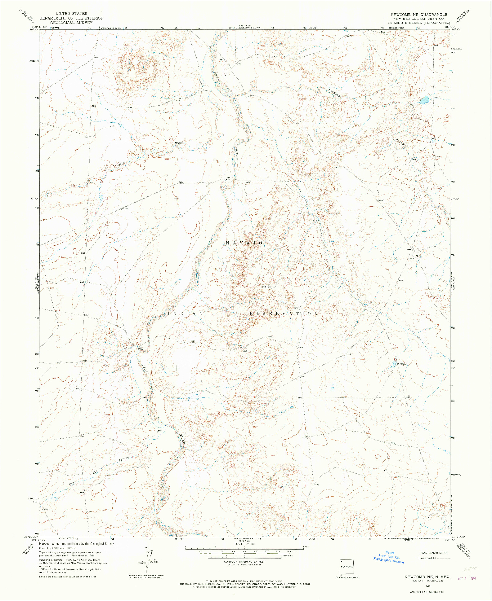 USGS 1:24000-SCALE QUADRANGLE FOR NEWCOMB NE, NM 1966
