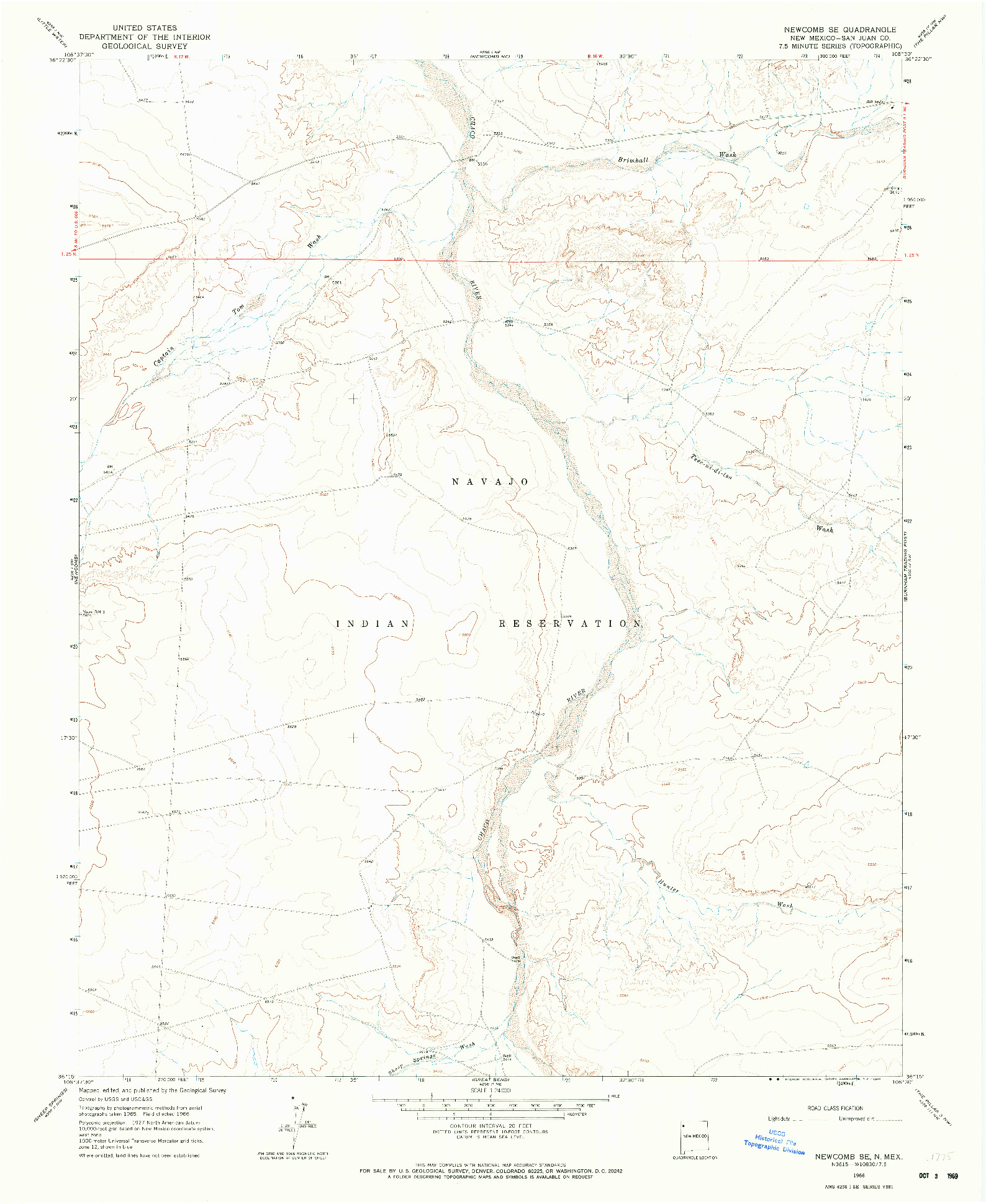 USGS 1:24000-SCALE QUADRANGLE FOR NEWCOMB SE, NM 1966