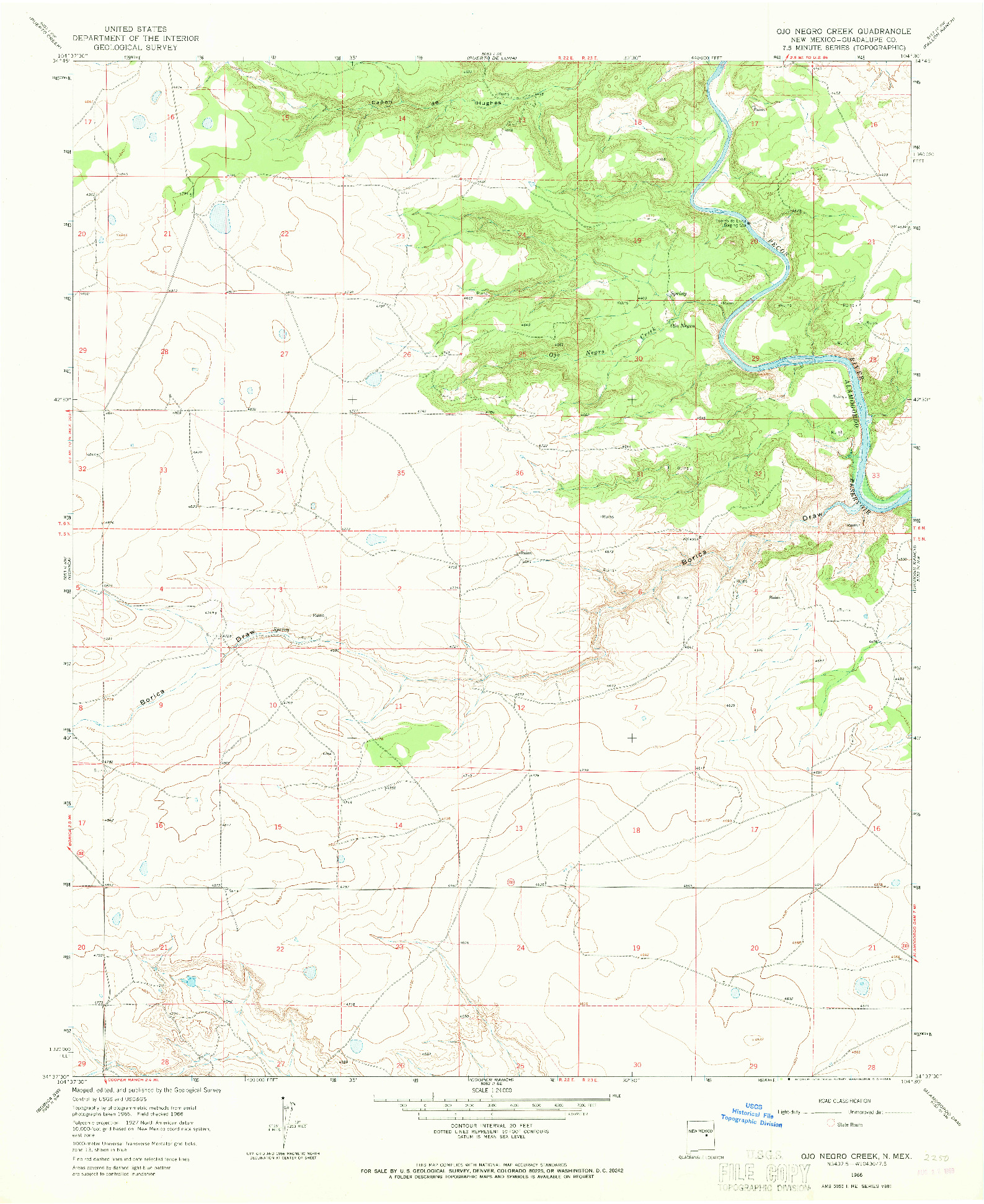 USGS 1:24000-SCALE QUADRANGLE FOR OJO NEGRO CREEK, NM 1966