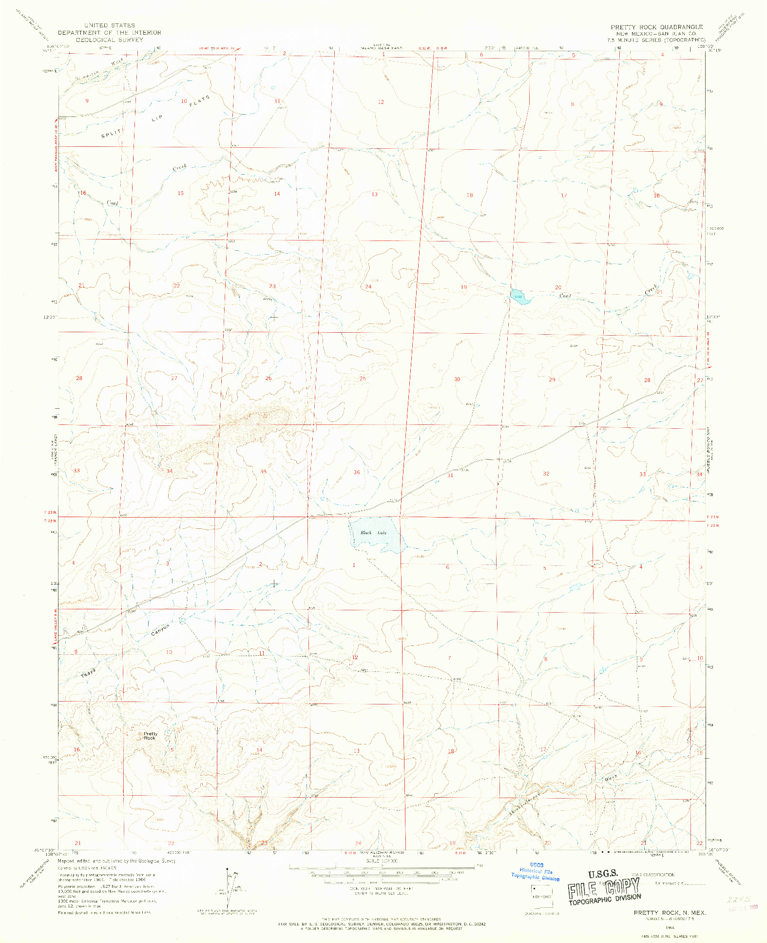 USGS 1:24000-SCALE QUADRANGLE FOR PRETTY ROCK, NM 1966