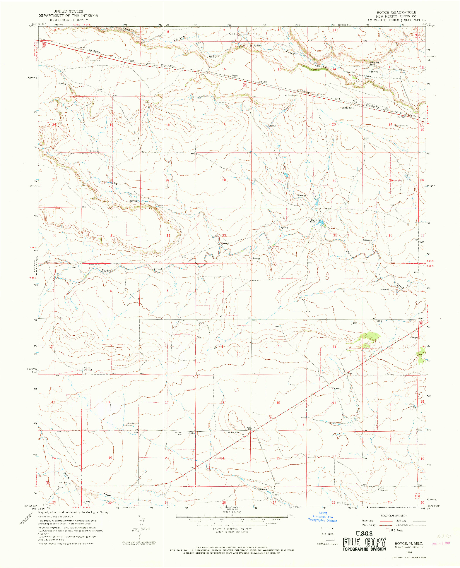 USGS 1:24000-SCALE QUADRANGLE FOR ROYCE, NM 1966