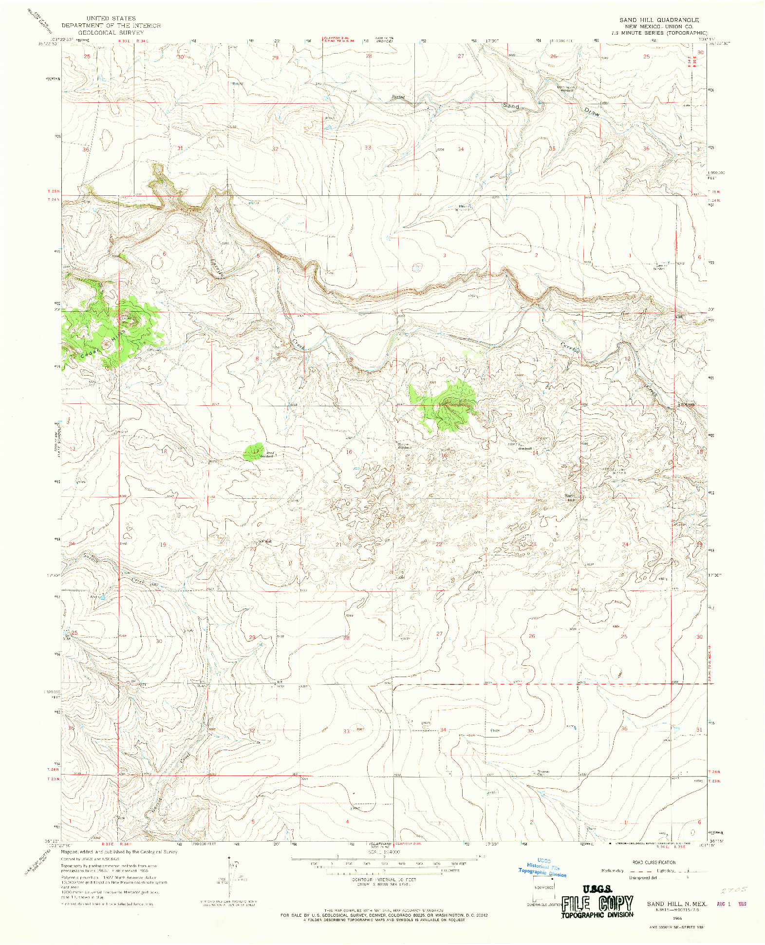 USGS 1:24000-SCALE QUADRANGLE FOR SAND HILL, NM 1966