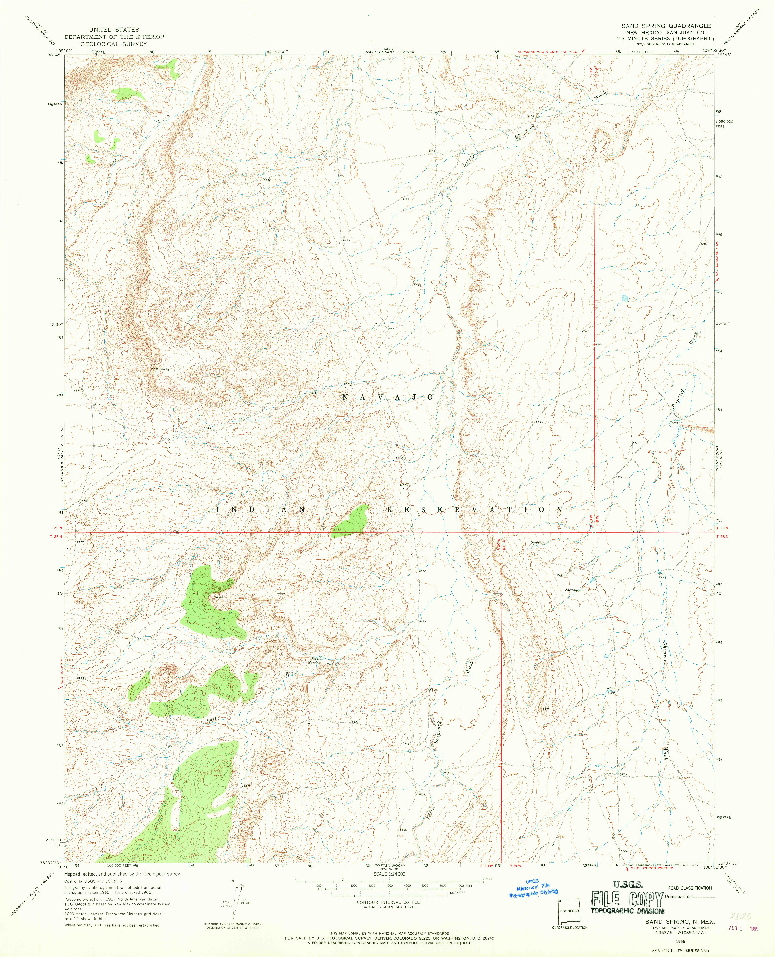 USGS 1:24000-SCALE QUADRANGLE FOR SAND SPRING, NM 1966