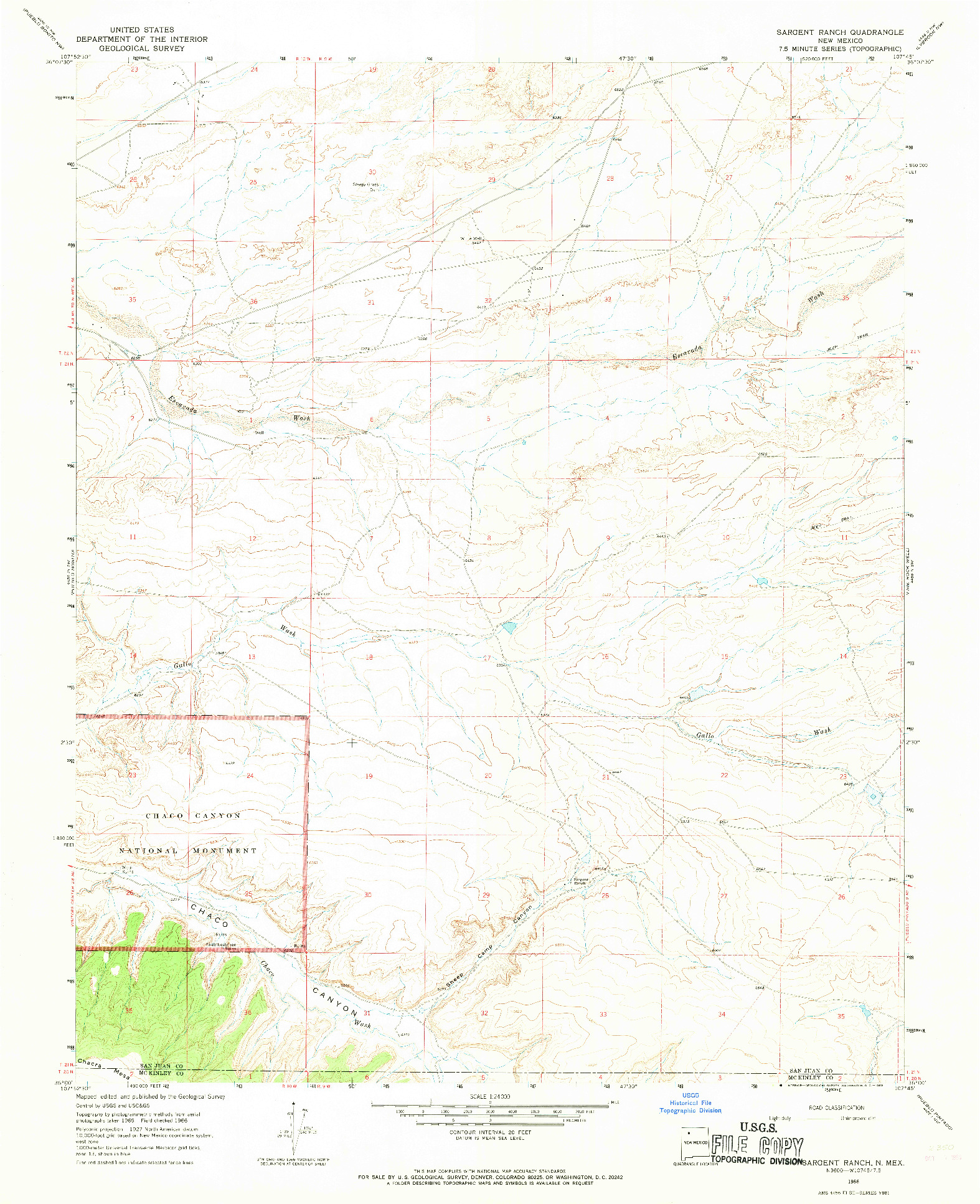 USGS 1:24000-SCALE QUADRANGLE FOR SARGENT RANCH, NM 1966