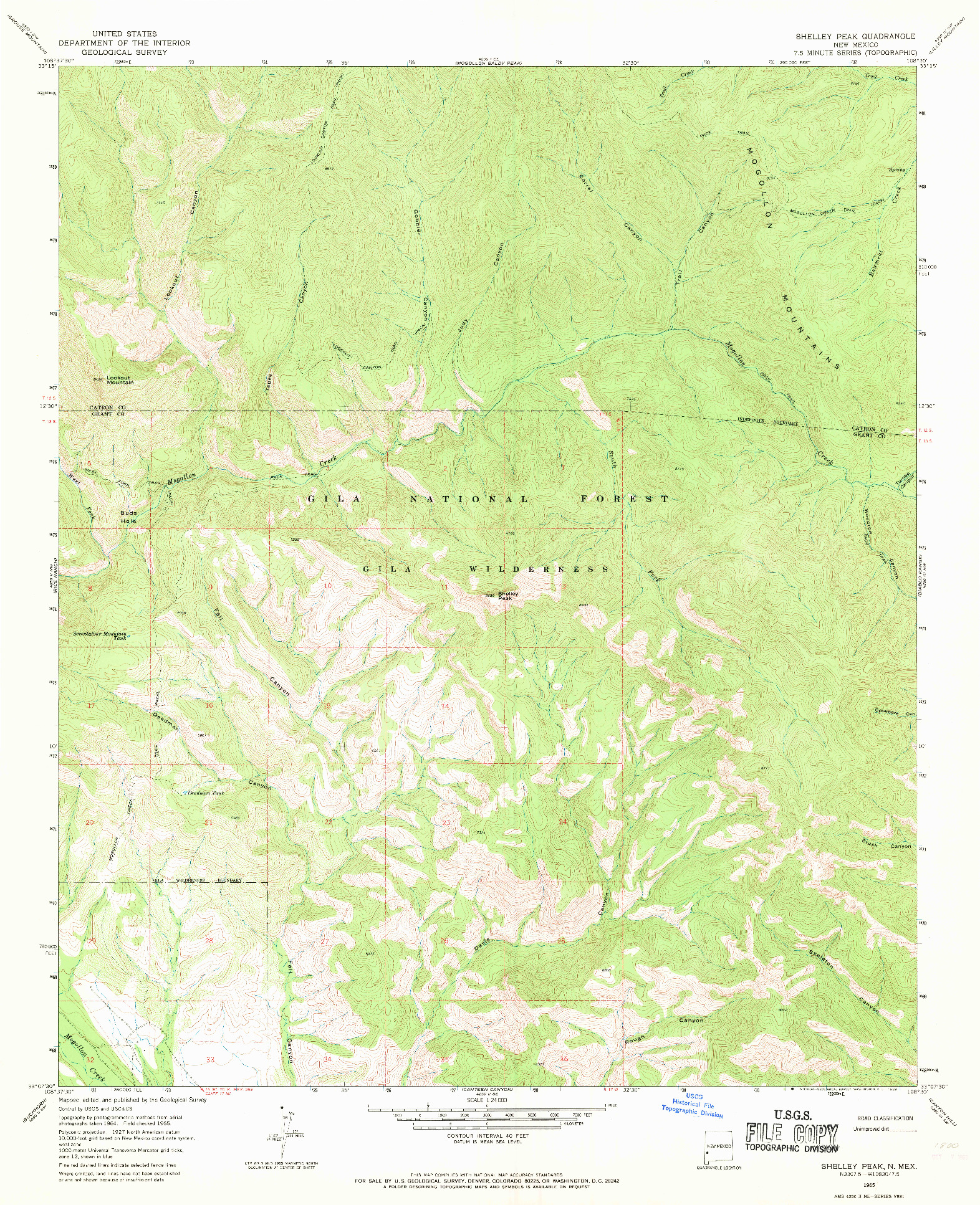 USGS 1:24000-SCALE QUADRANGLE FOR SHELLEY PEAK, NM 1965