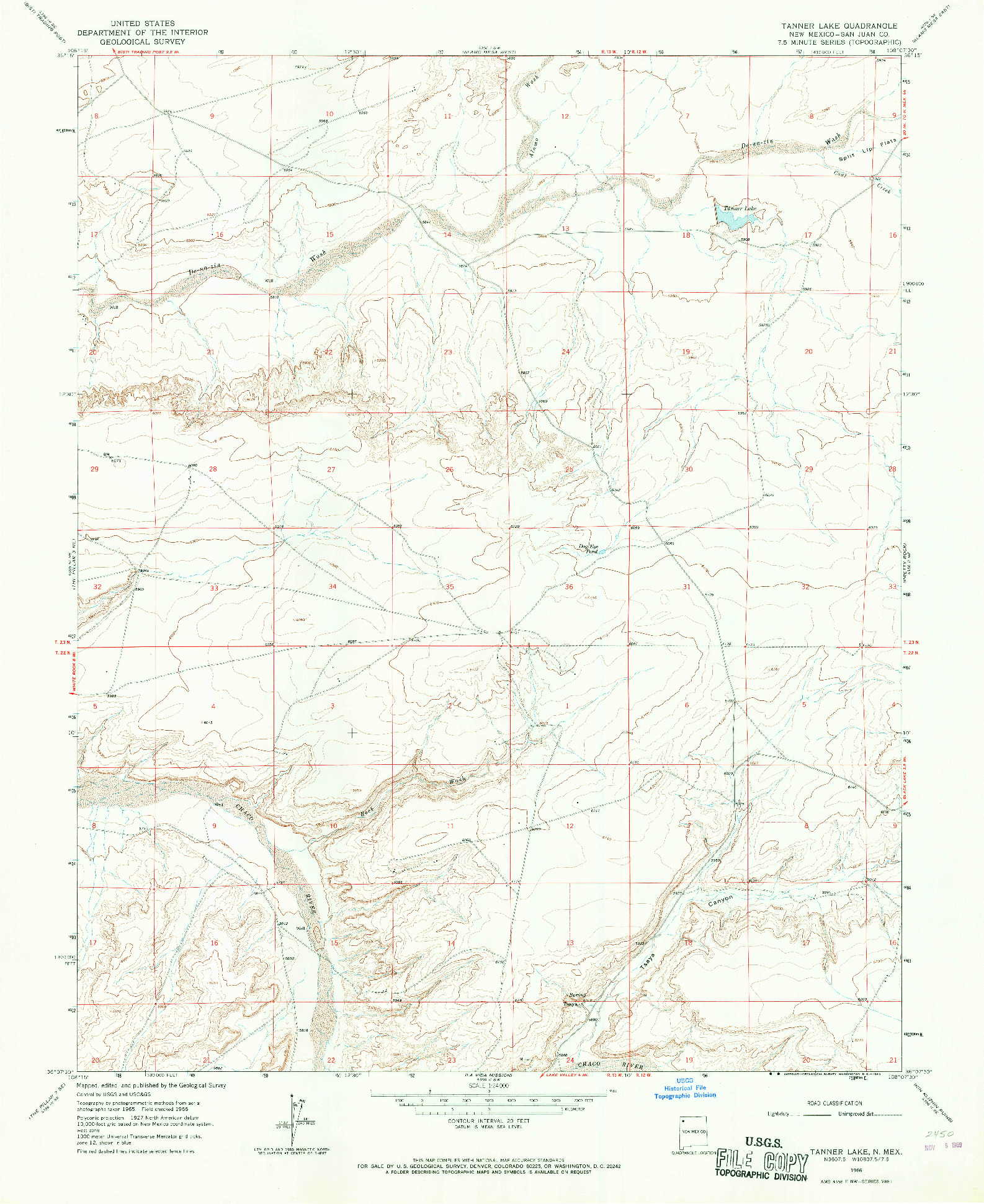 USGS 1:24000-SCALE QUADRANGLE FOR TANNER LAKE, NM 1966