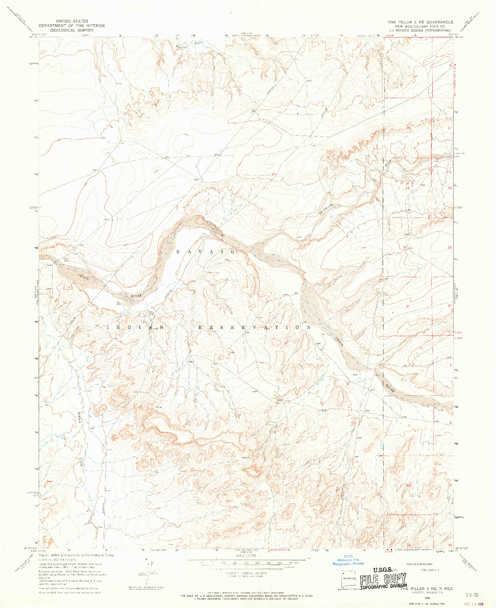 USGS 1:24000-SCALE QUADRANGLE FOR THE PILLAR 3 NE, NM 1966