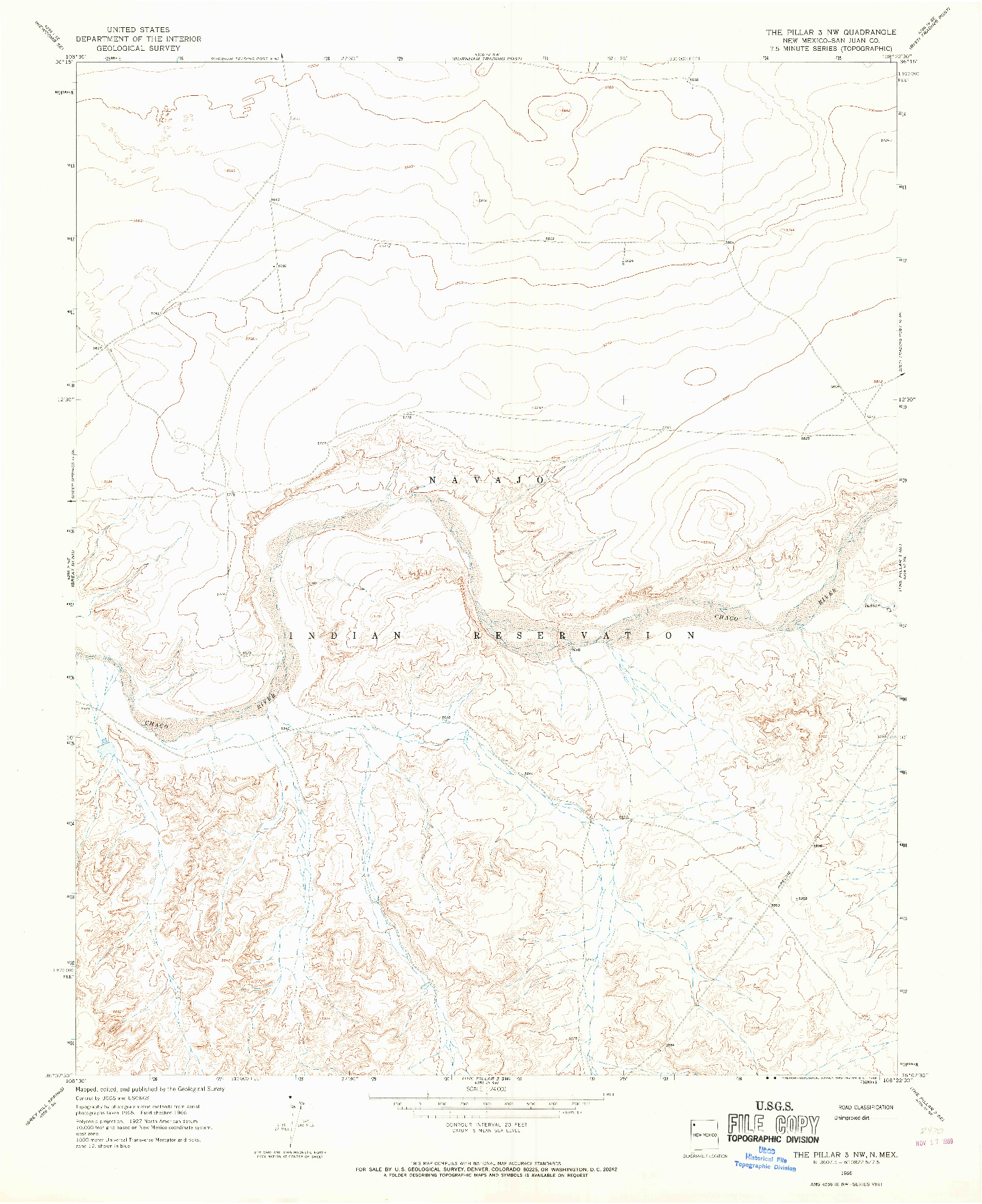 USGS 1:24000-SCALE QUADRANGLE FOR THE PILLAR 3 NW, NM 1966