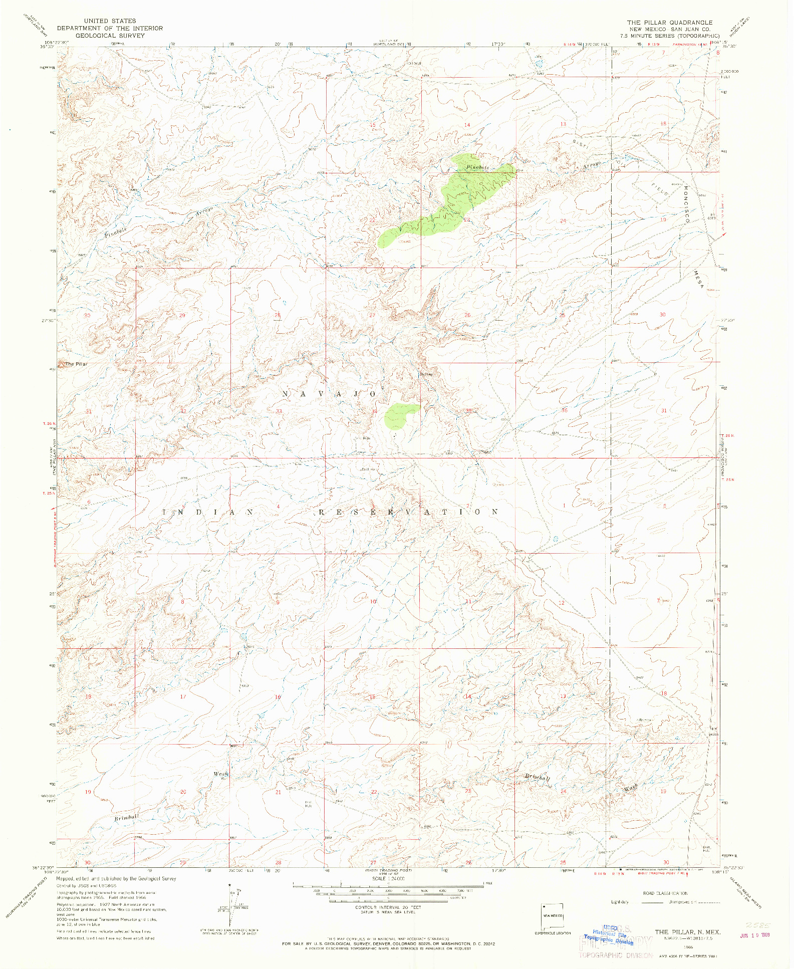 USGS 1:24000-SCALE QUADRANGLE FOR THE PILLAR, NM 1966