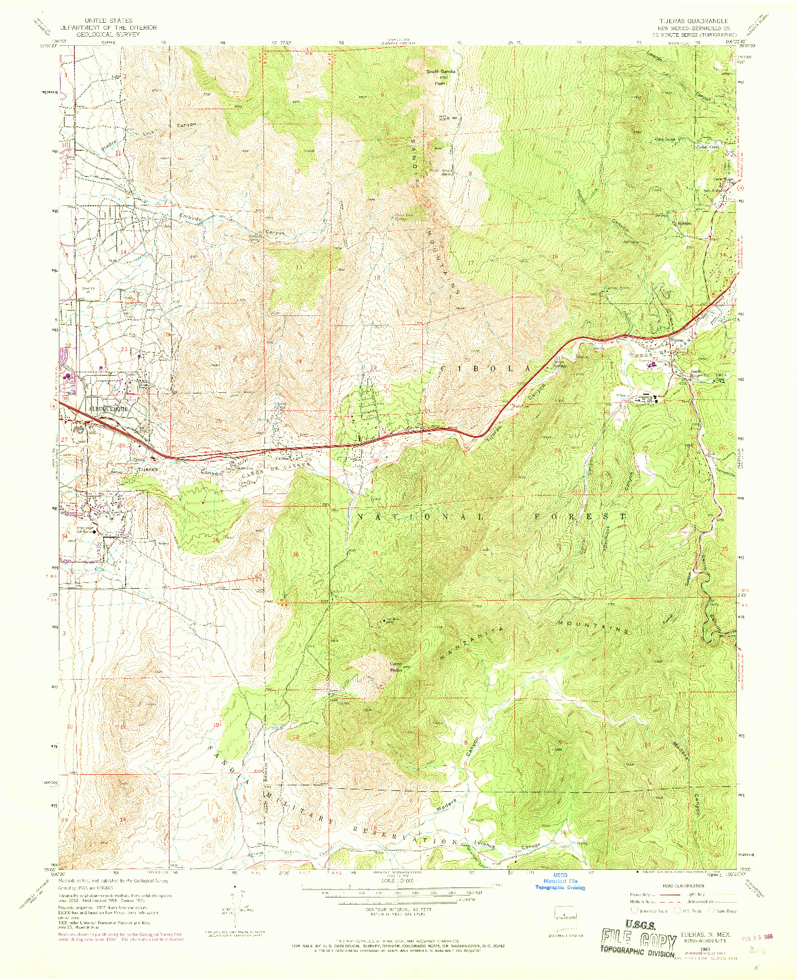 USGS 1:24000-SCALE QUADRANGLE FOR TIJERAS, NM 1961