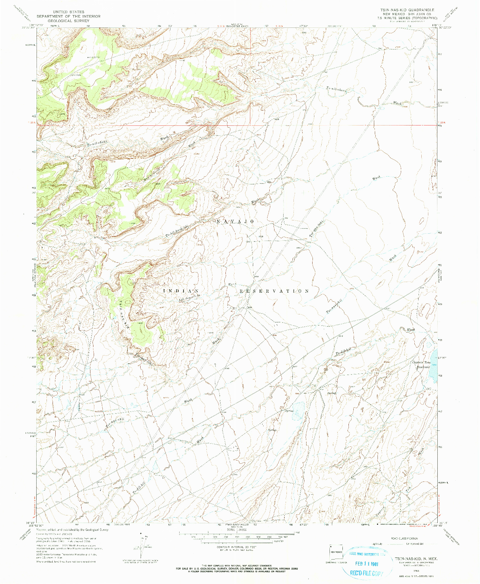 USGS 1:24000-SCALE QUADRANGLE FOR TSIN-NAS-KID, NM 1966