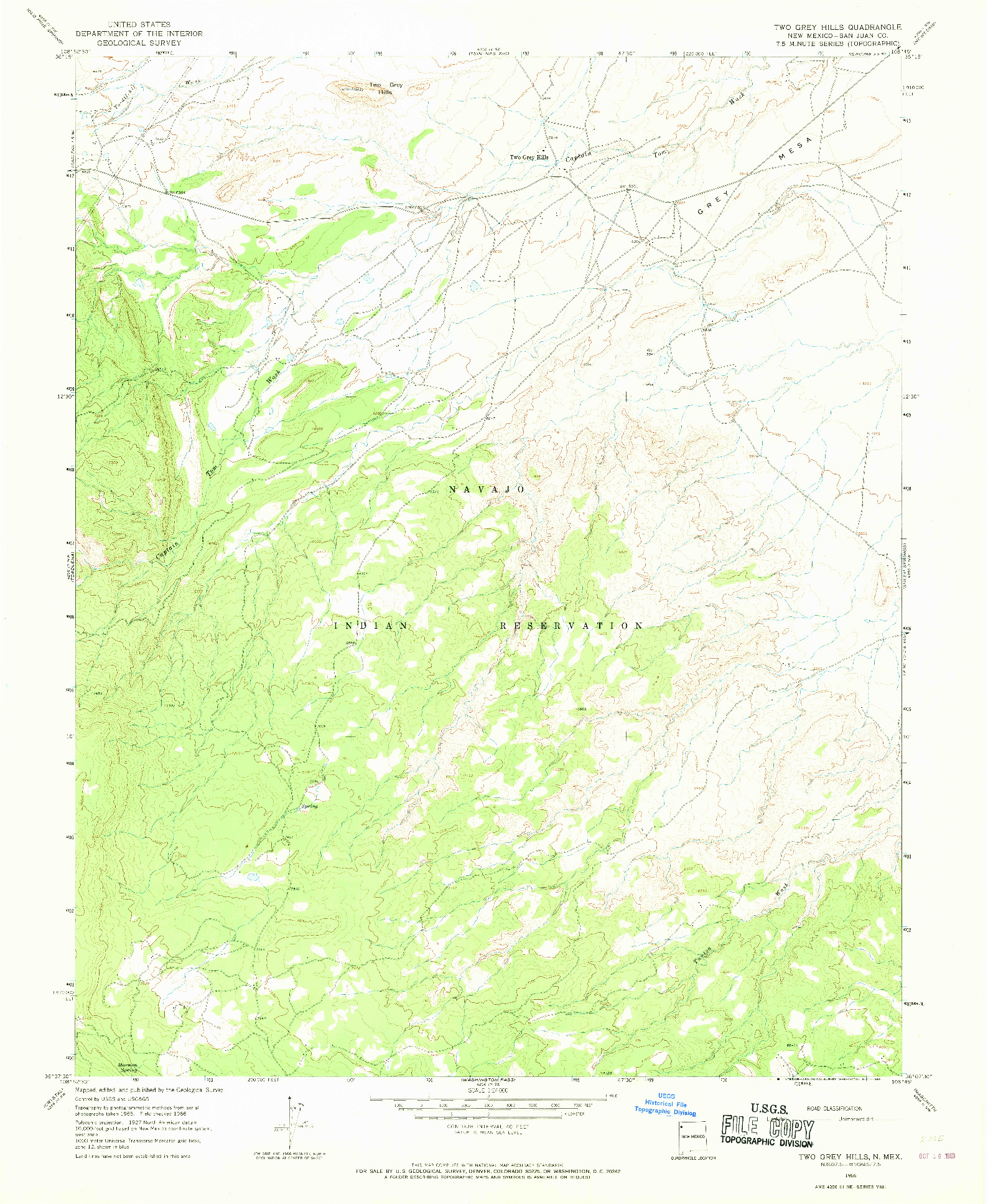 USGS 1:24000-SCALE QUADRANGLE FOR TWO GREY HILLS, NM 1966