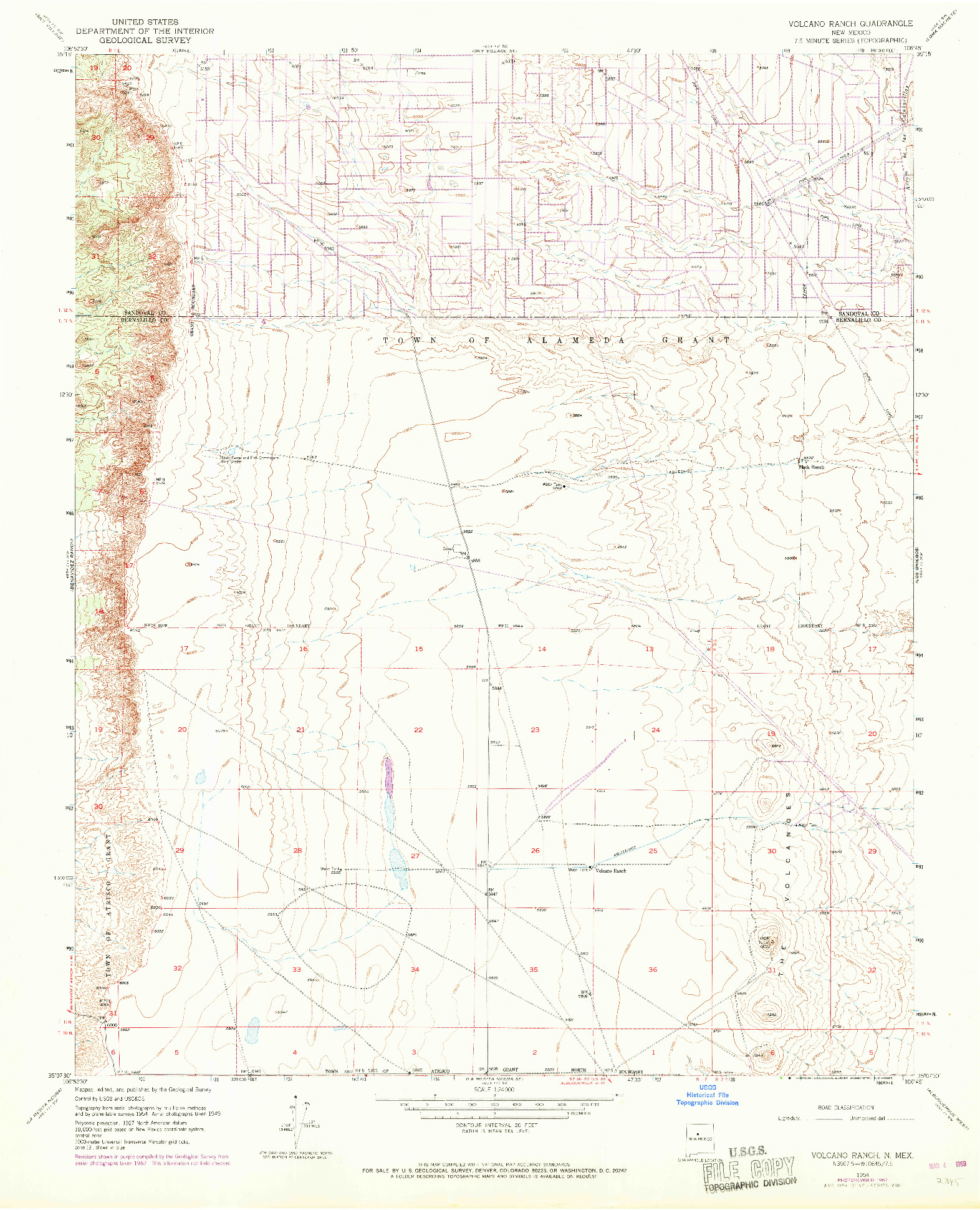 USGS 1:24000-SCALE QUADRANGLE FOR VOLCANO RANCH, NM 1954