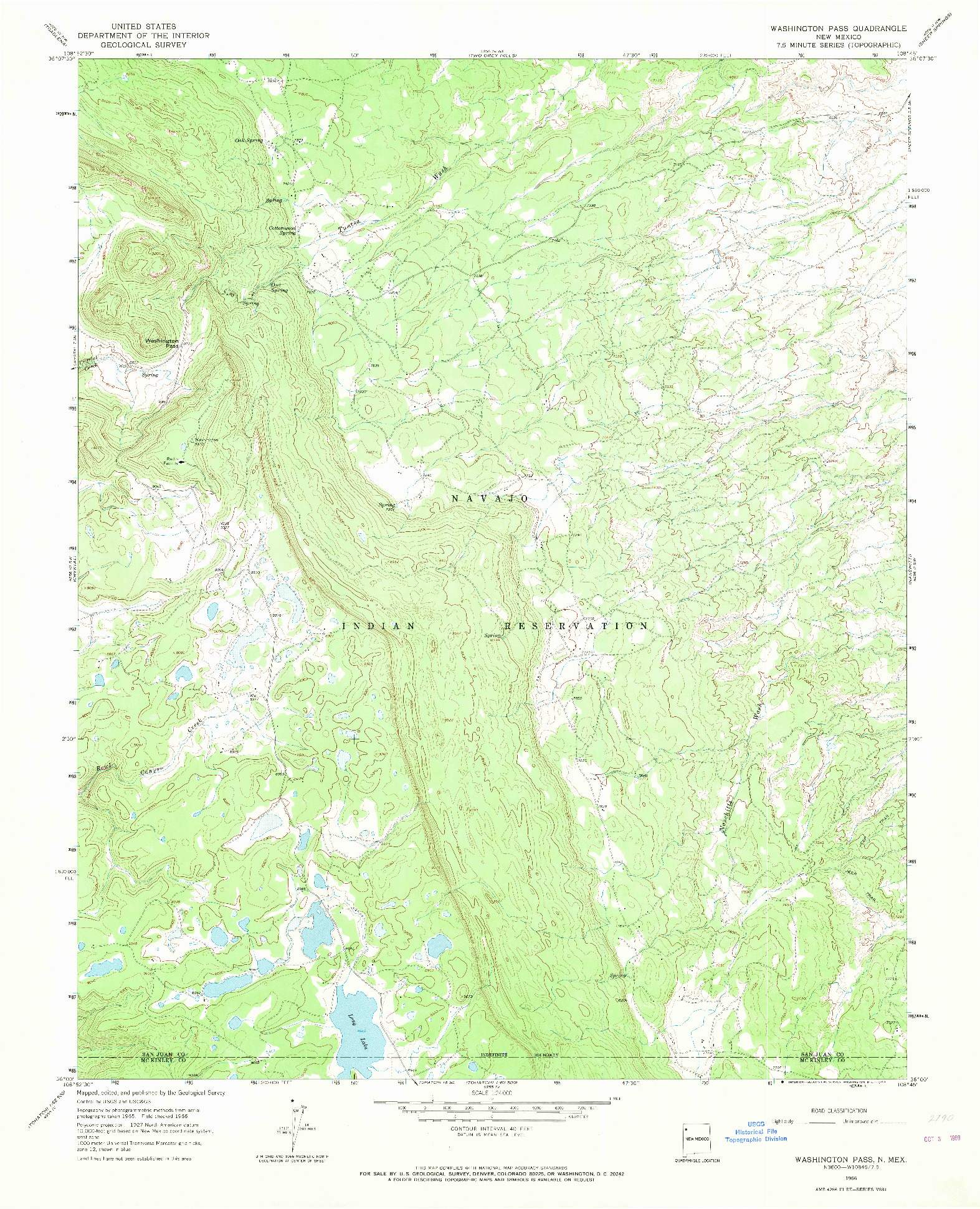 USGS 1:24000-SCALE QUADRANGLE FOR WASHINGTON PASS, NM 1966