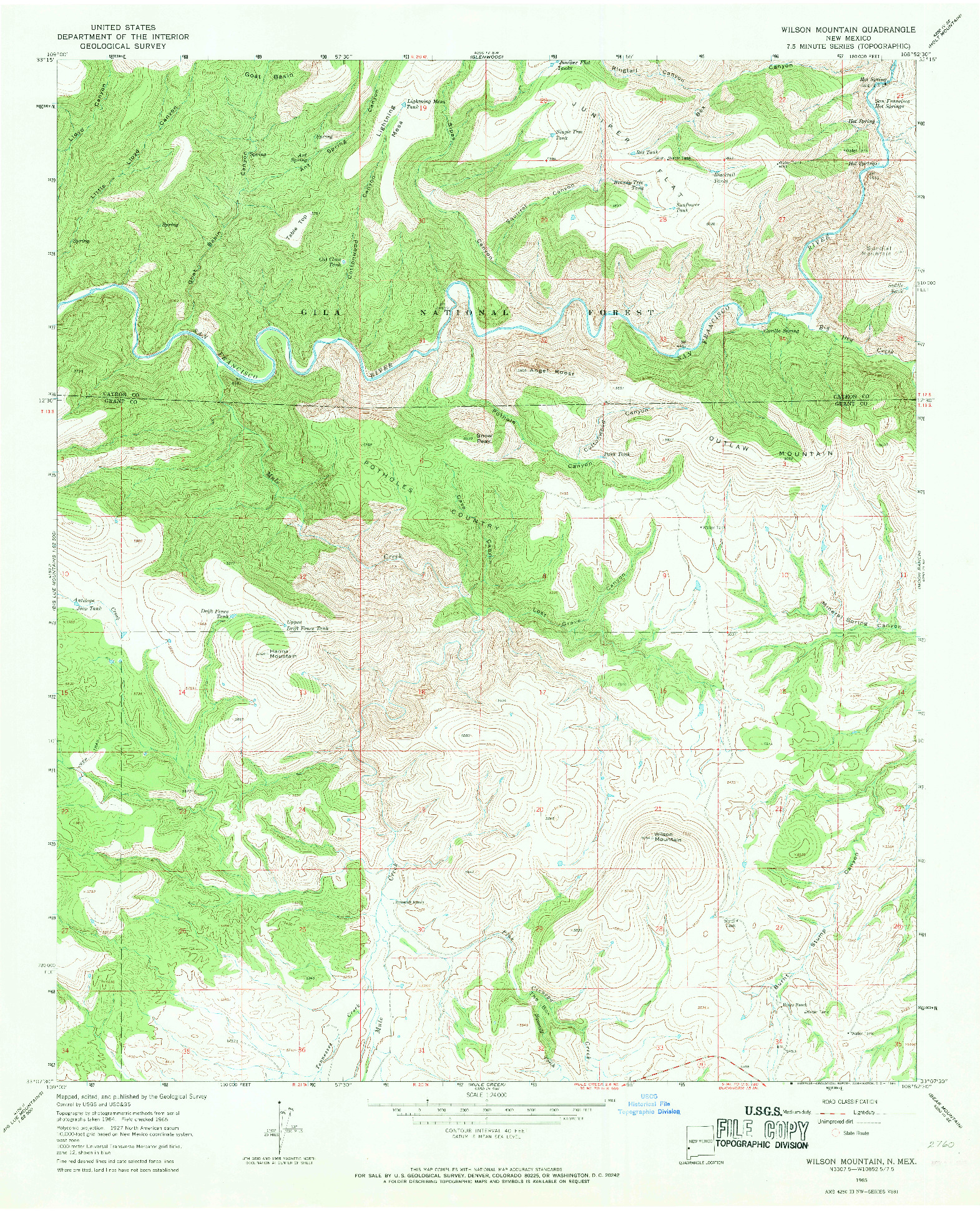 USGS 1:24000-SCALE QUADRANGLE FOR WILSON MOUNTAIN, NM 1965