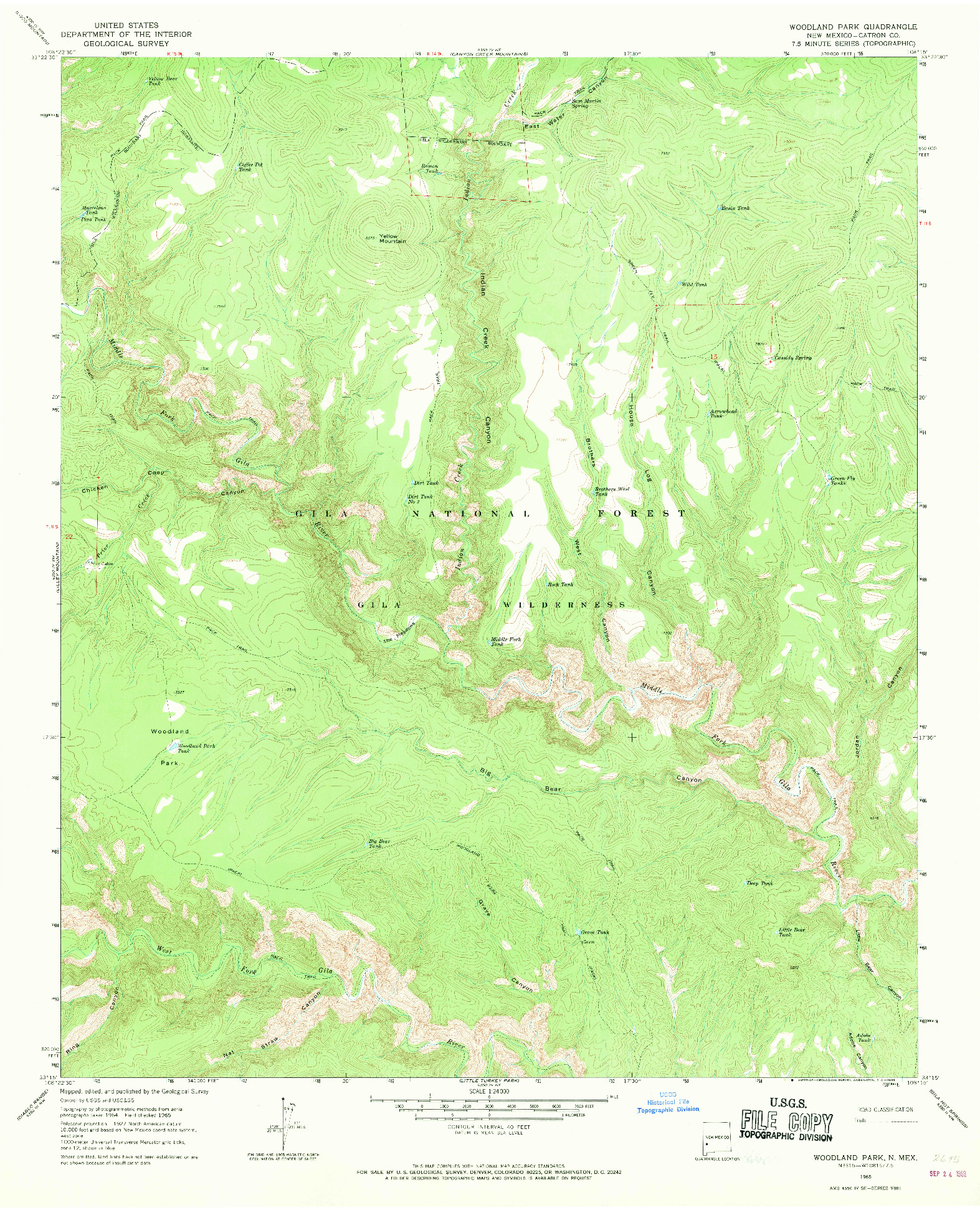 USGS 1:24000-SCALE QUADRANGLE FOR WOODLAND PARK, NM 1965