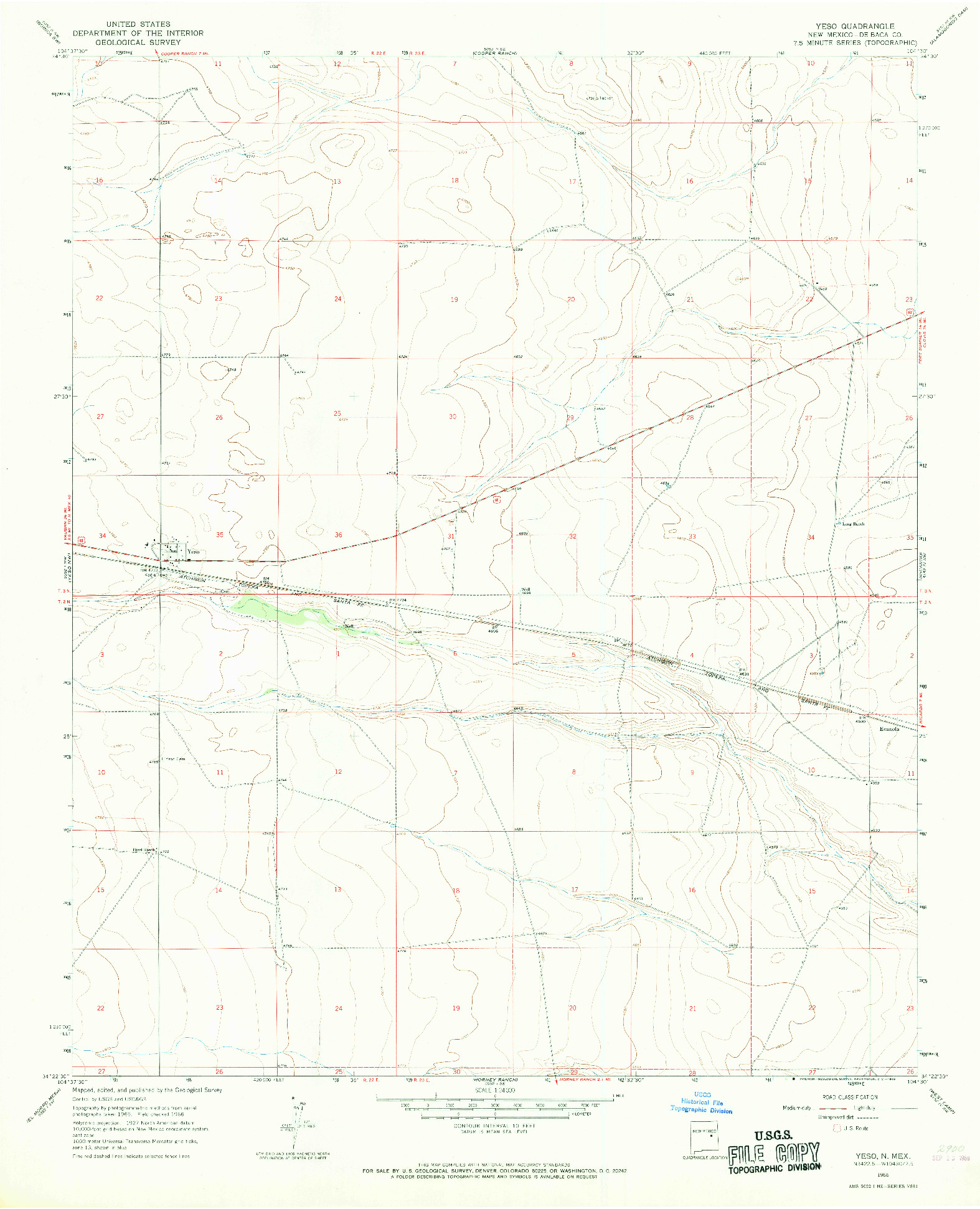 USGS 1:24000-SCALE QUADRANGLE FOR YESO, NM 1966