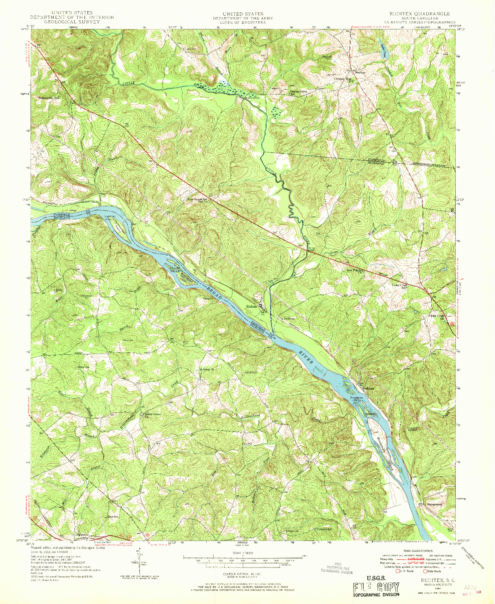 USGS 1:24000-SCALE QUADRANGLE FOR RICHTEX, SC 1947