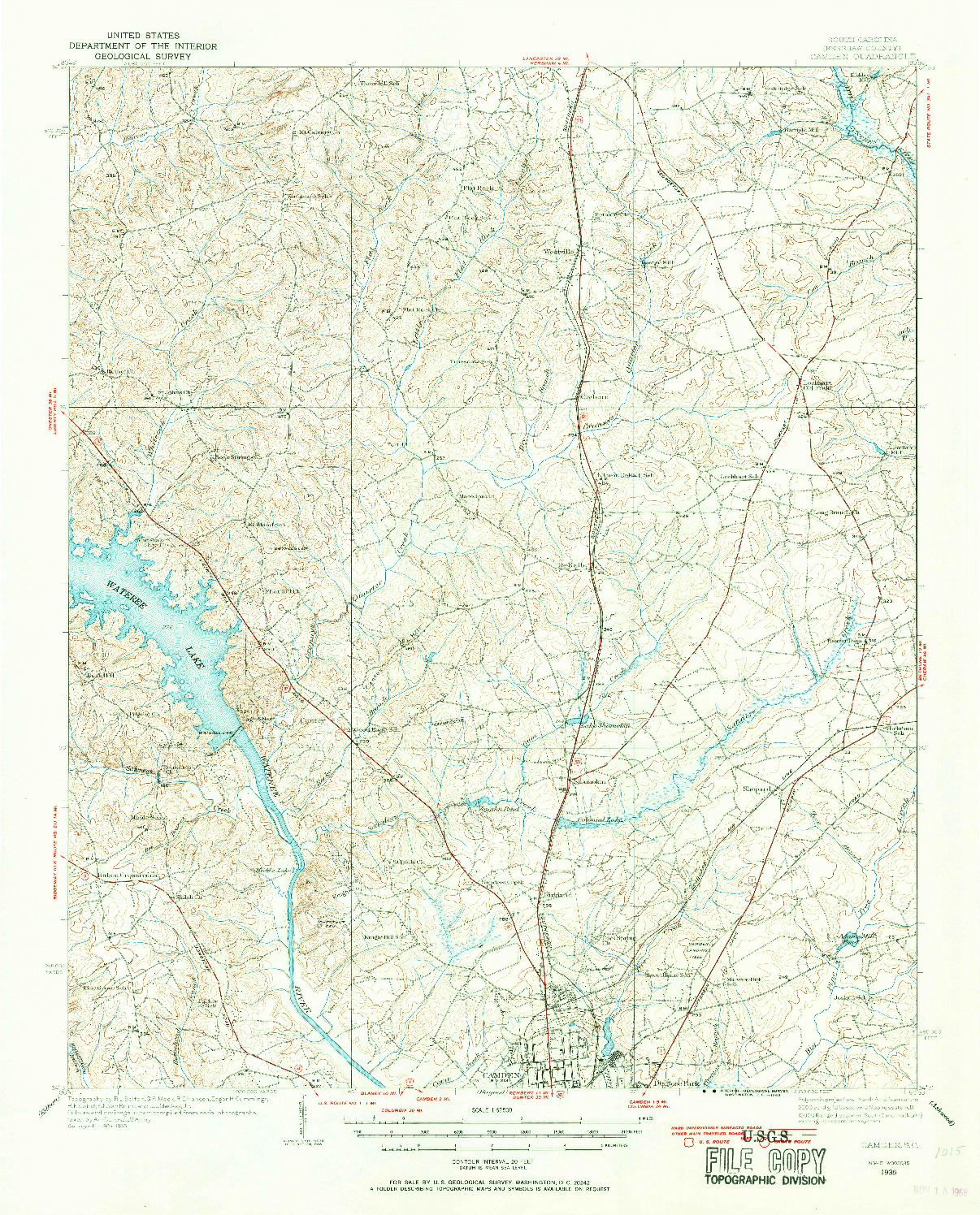 USGS 1:62500-SCALE QUADRANGLE FOR CAMDEN, SC 1935