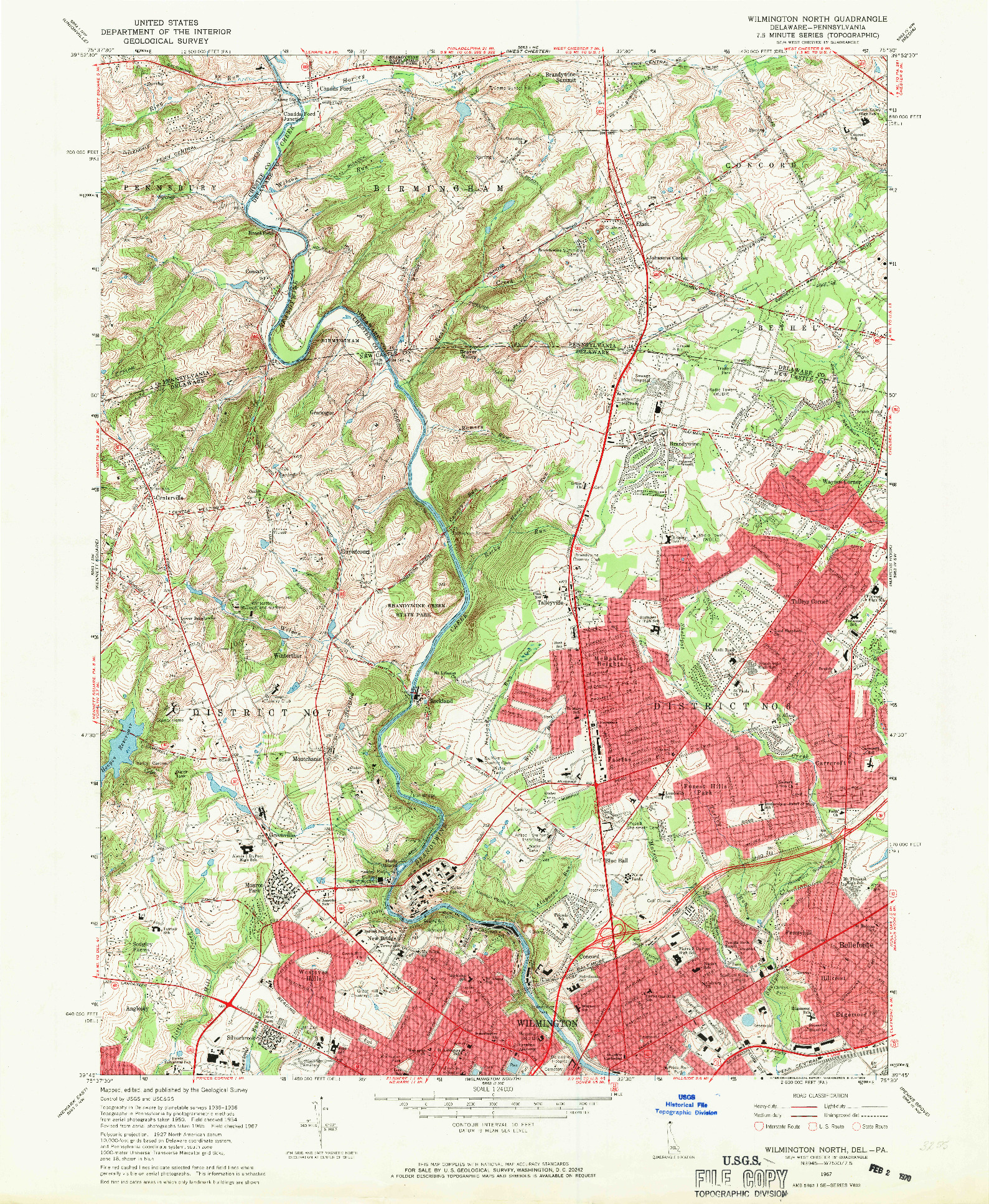 USGS 1:24000-SCALE QUADRANGLE FOR WILMINGTON NORTH, DE 1967