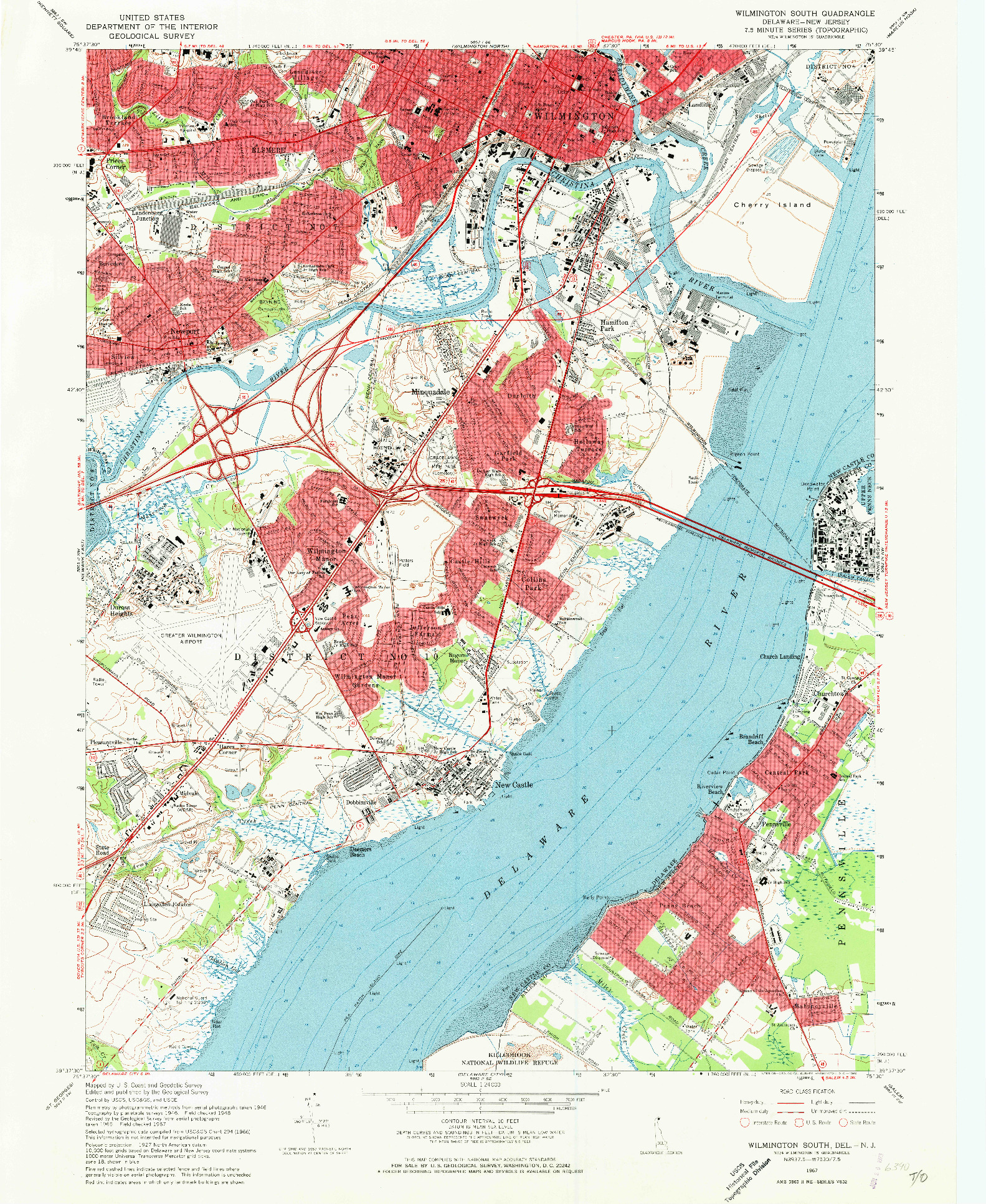 USGS 1:24000-SCALE QUADRANGLE FOR WILMINGTON SOUTH, DE 1967