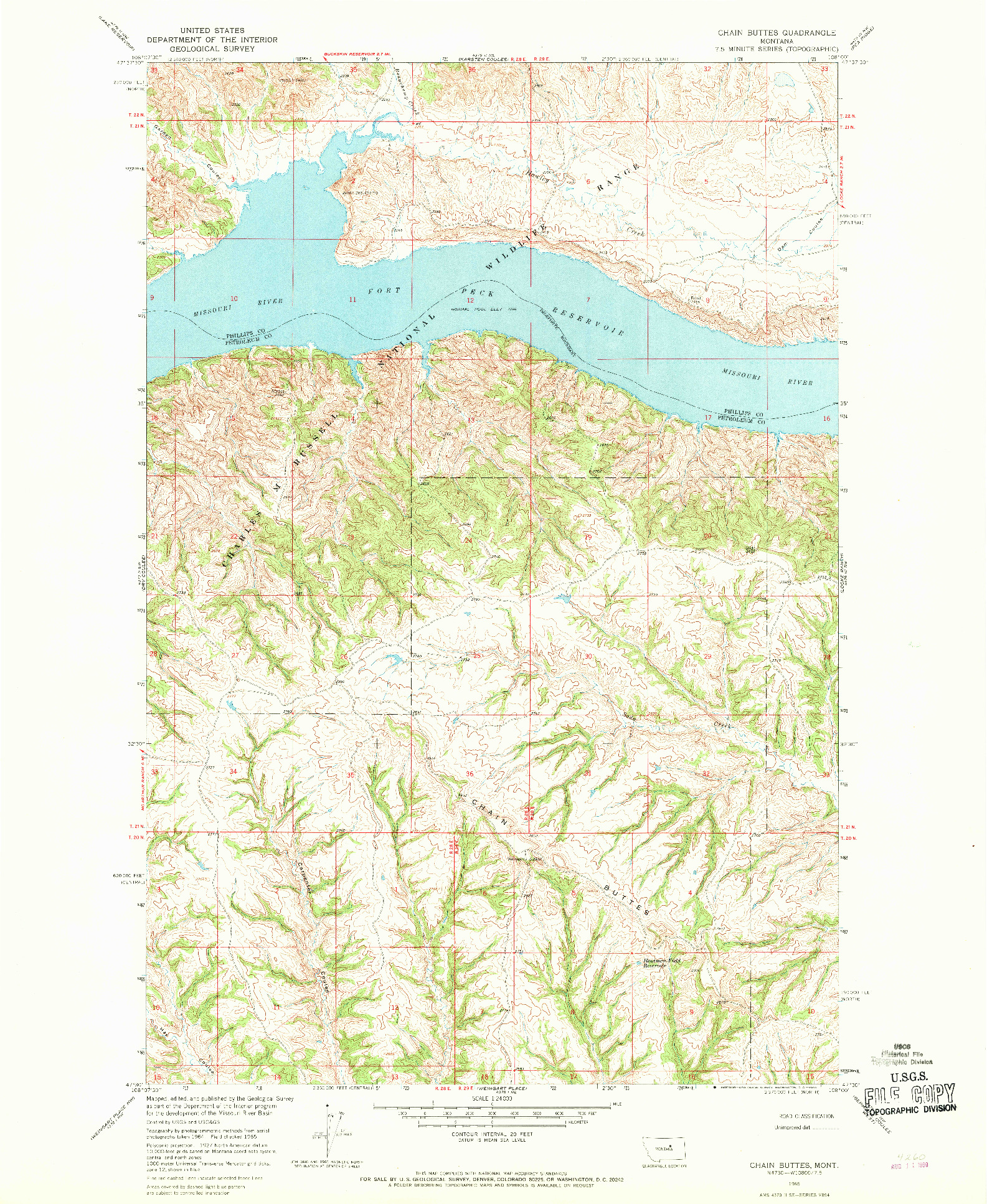 USGS 1:24000-SCALE QUADRANGLE FOR CHAIN BUTTES, MT 1965