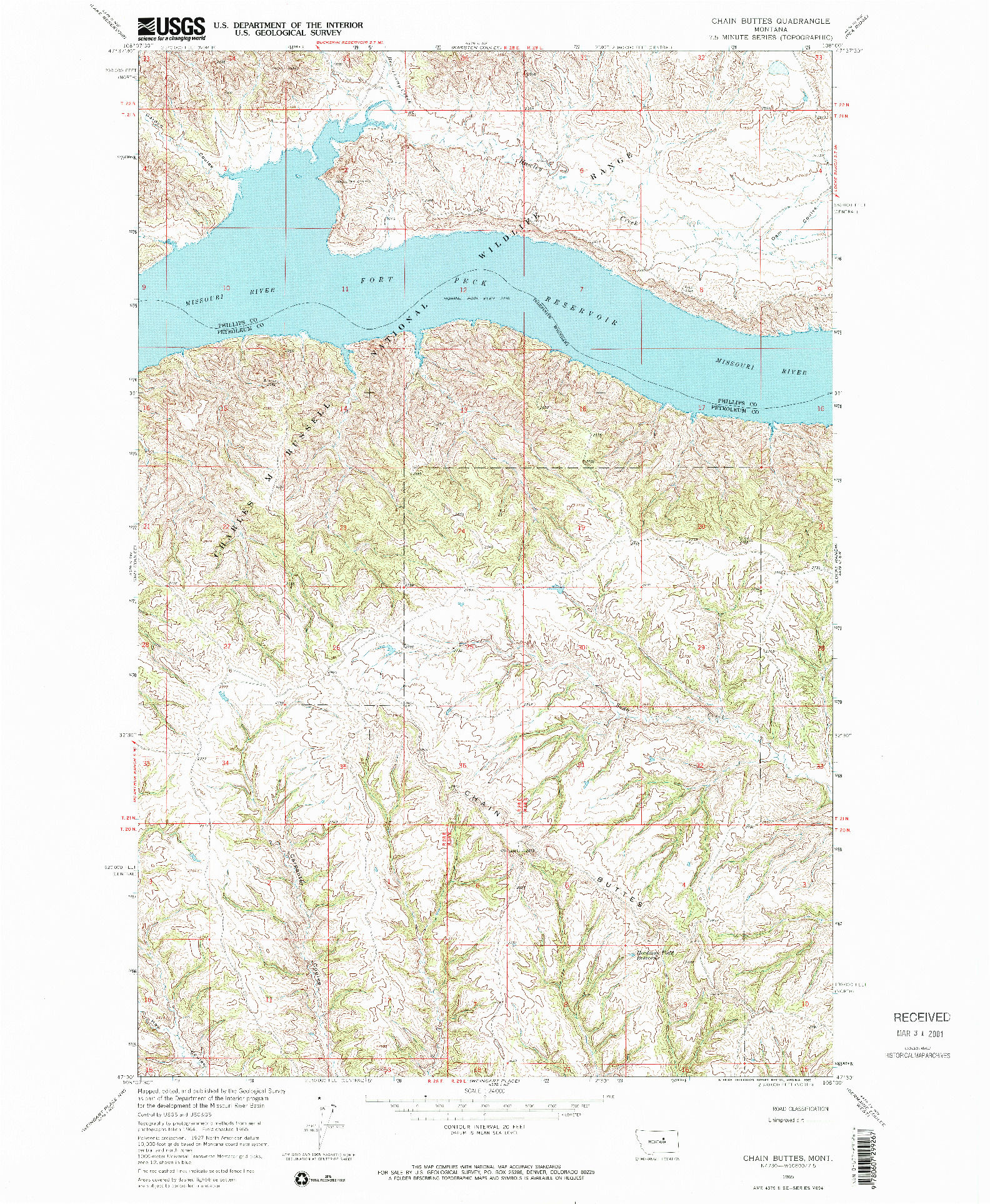 USGS 1:24000-SCALE QUADRANGLE FOR CHAIN BUTTES, MT 1965