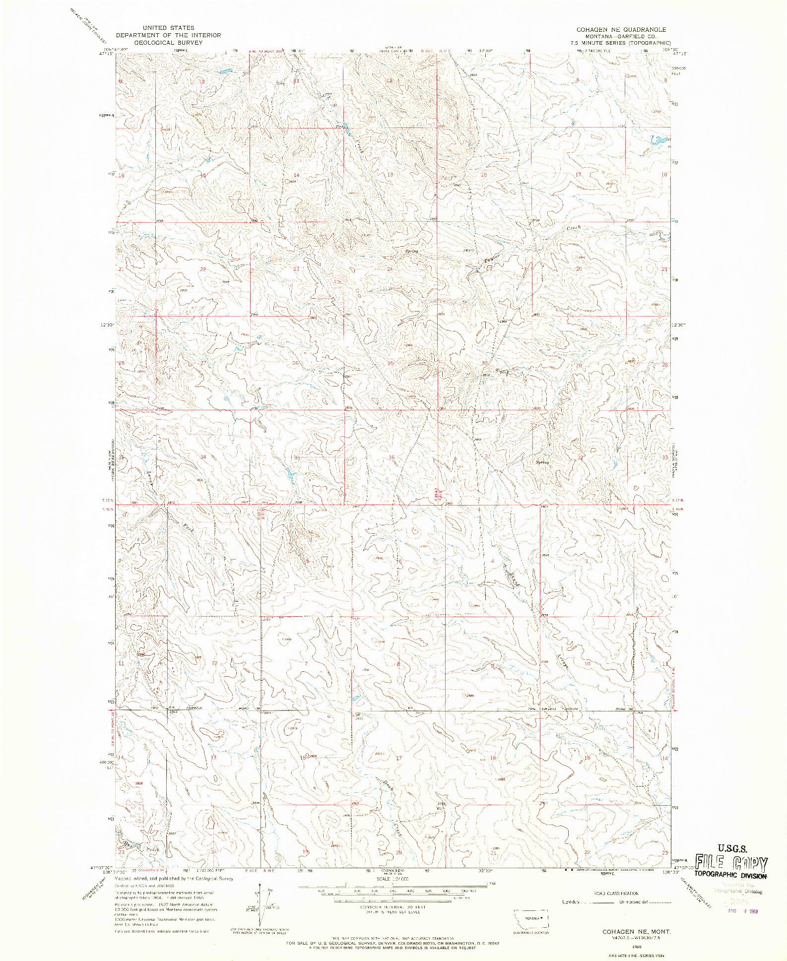 USGS 1:24000-SCALE QUADRANGLE FOR COHAGEN NE, MT 1965