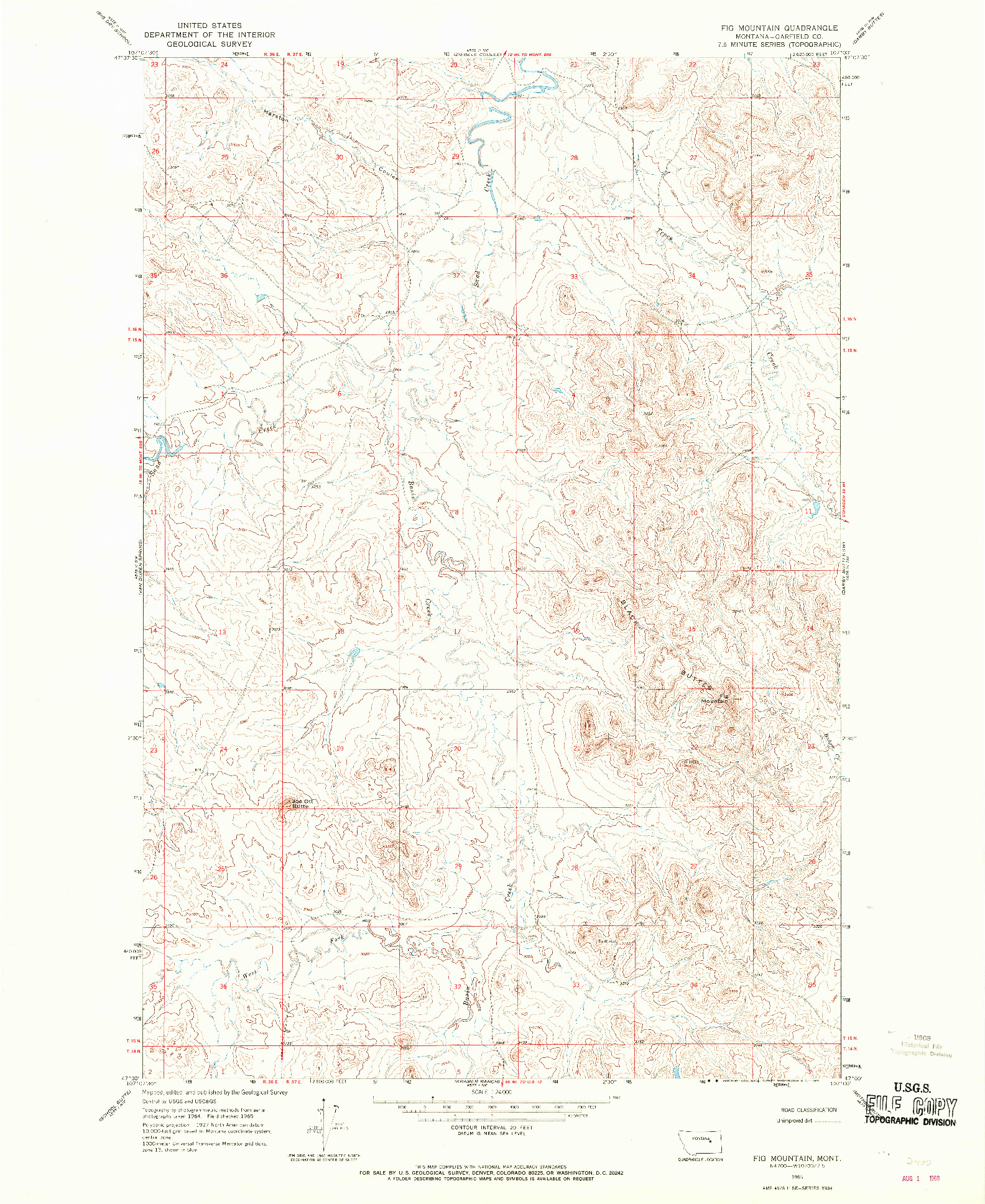 USGS 1:24000-SCALE QUADRANGLE FOR FIG MOUNTAIN, MT 1965