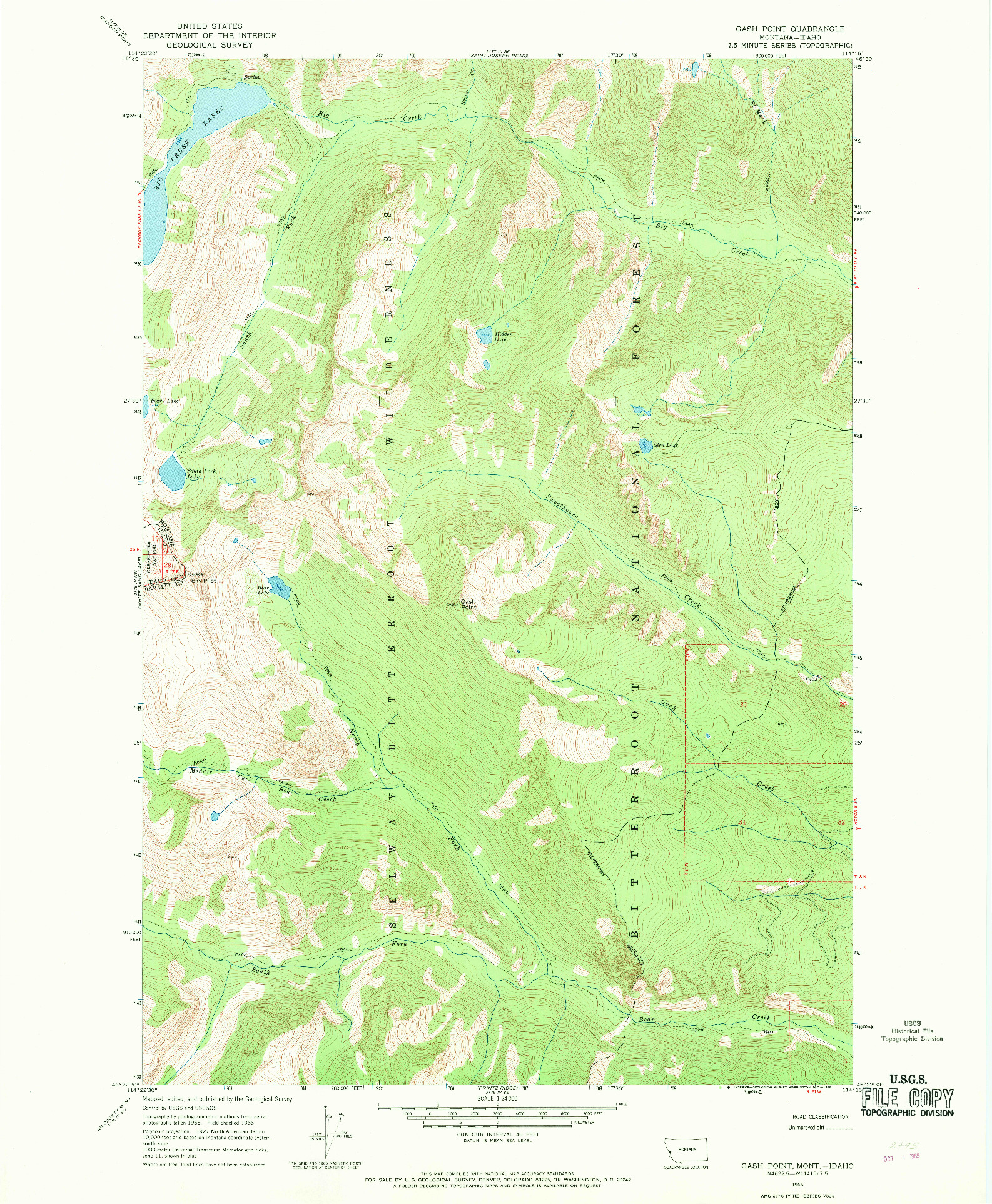 USGS 1:24000-SCALE QUADRANGLE FOR GASH POINT, MT 1966