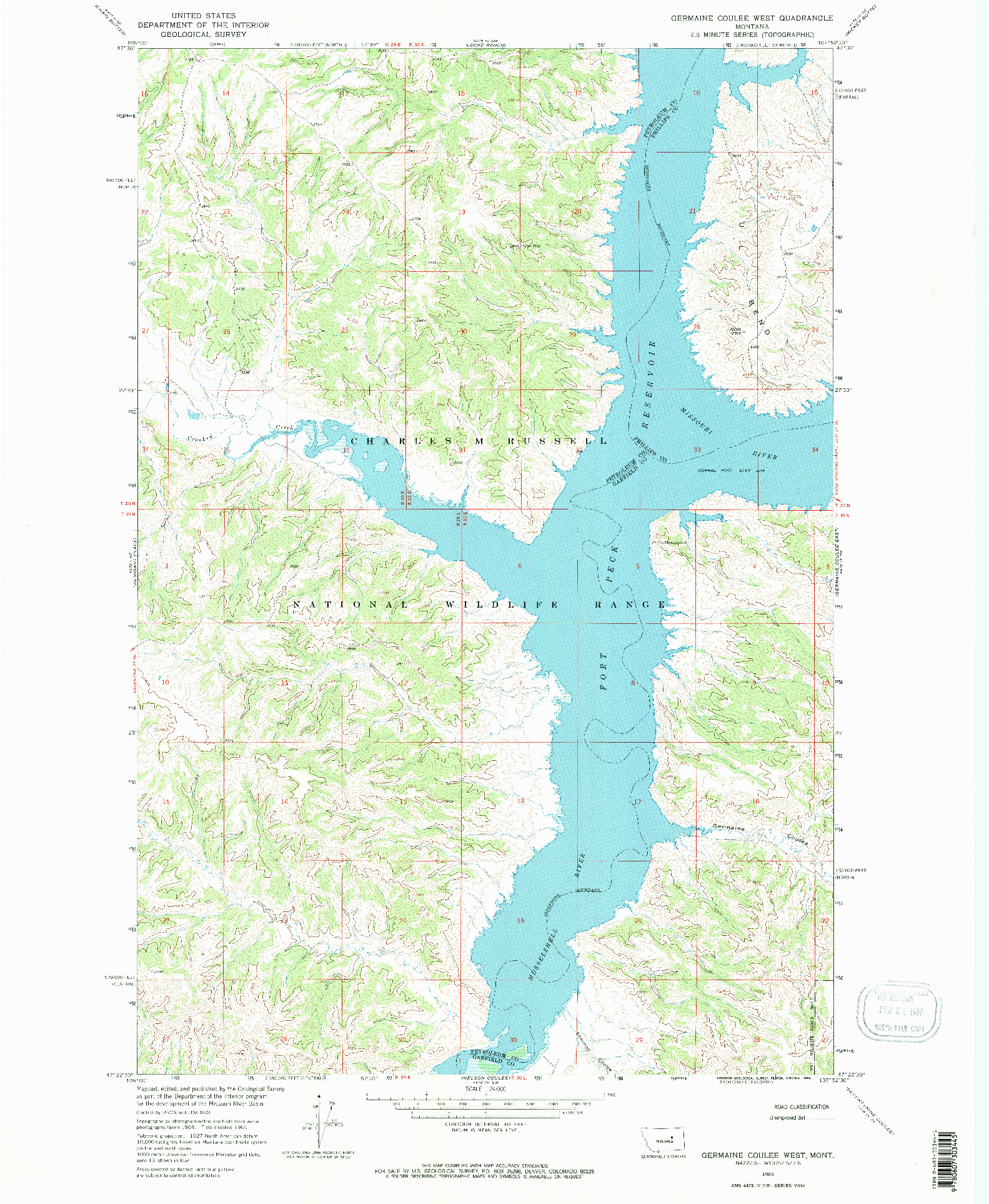 USGS 1:24000-SCALE QUADRANGLE FOR GERMAINE COULEE WEST, MT 1965