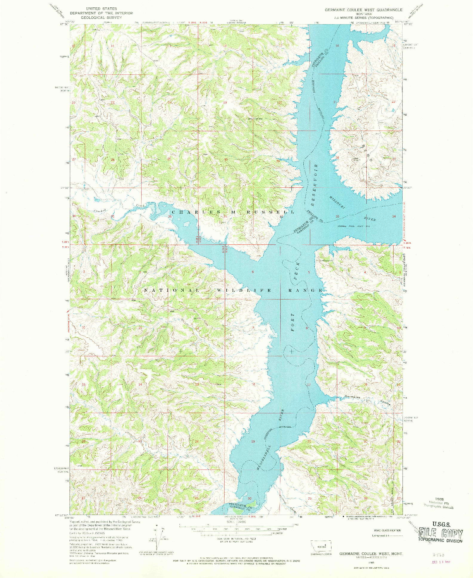 USGS 1:24000-SCALE QUADRANGLE FOR GERMAINE COULEE WEST, MT 1965