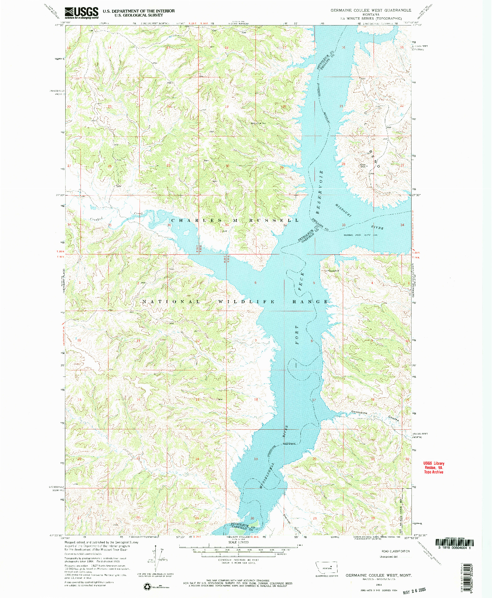 USGS 1:24000-SCALE QUADRANGLE FOR GERMAINE COULEE WEST, MT 1965