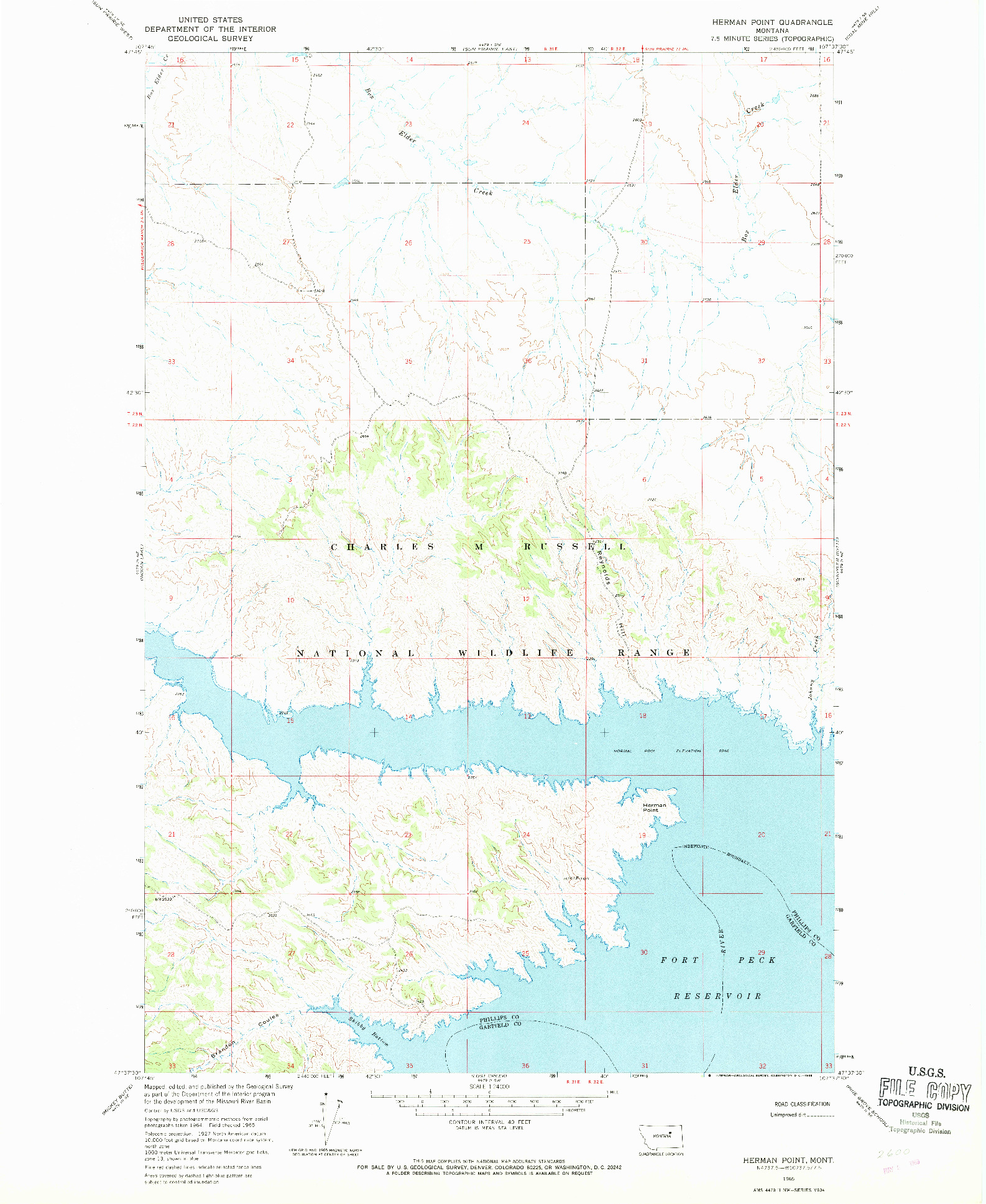 USGS 1:24000-SCALE QUADRANGLE FOR HERMAN POINT, MT 1965