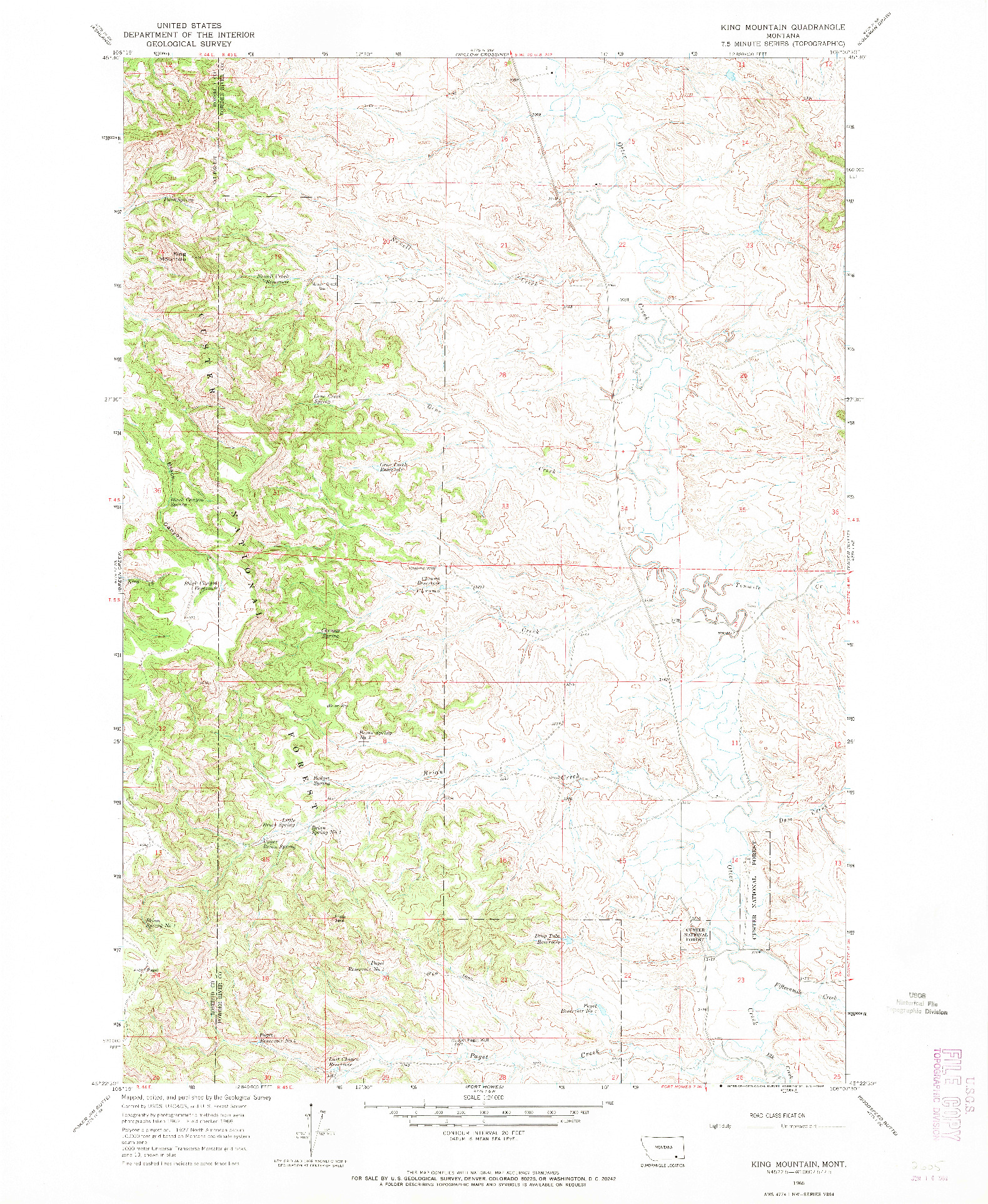 USGS 1:24000-SCALE QUADRANGLE FOR KING MOUNTAIN, MT 1966