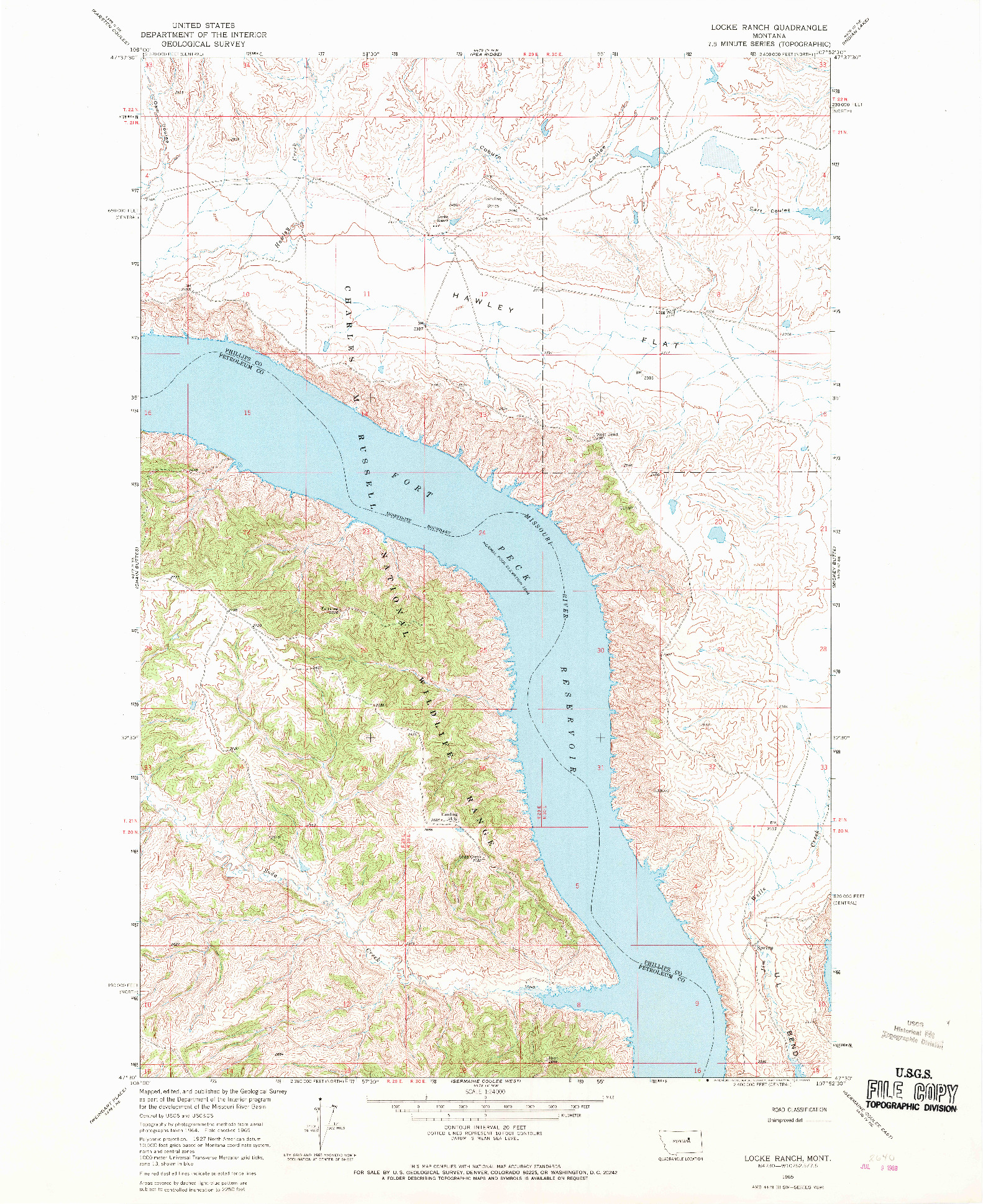 USGS 1:24000-SCALE QUADRANGLE FOR LOCKE RANCH, MT 1965