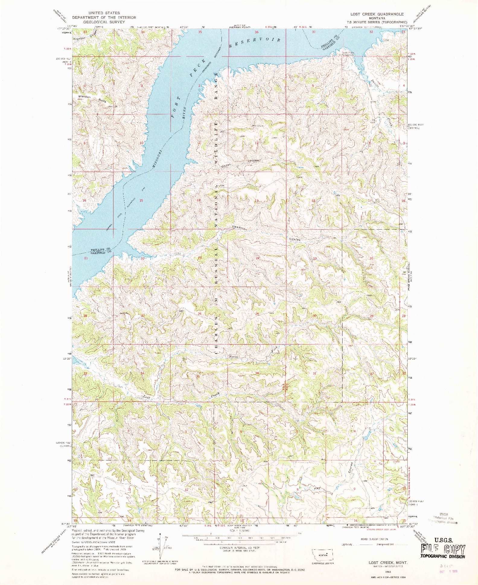 USGS 1:24000-SCALE QUADRANGLE FOR LOST CREEK, MT 1965