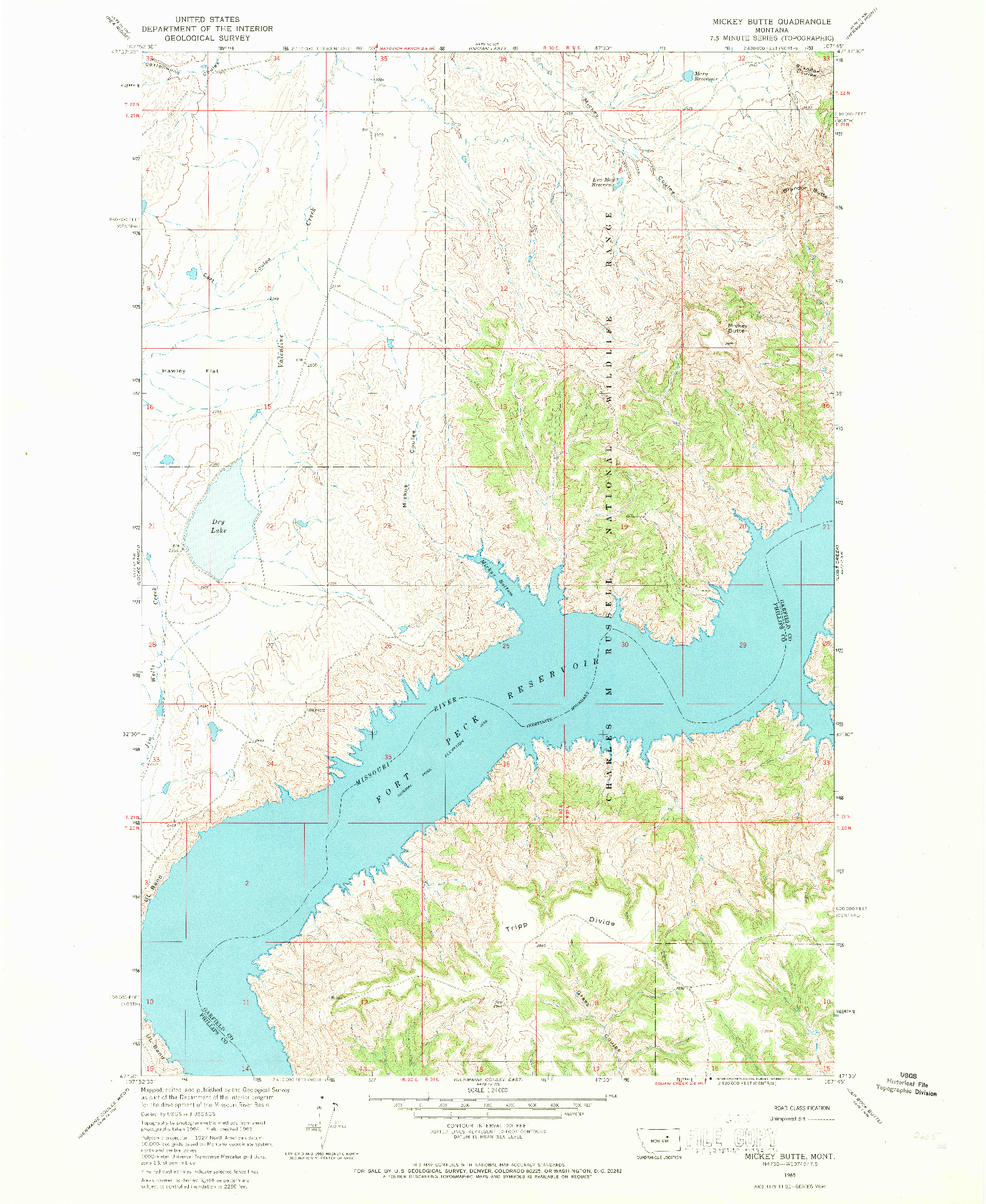 USGS 1:24000-SCALE QUADRANGLE FOR MICKEY BUTTE, MT 1965