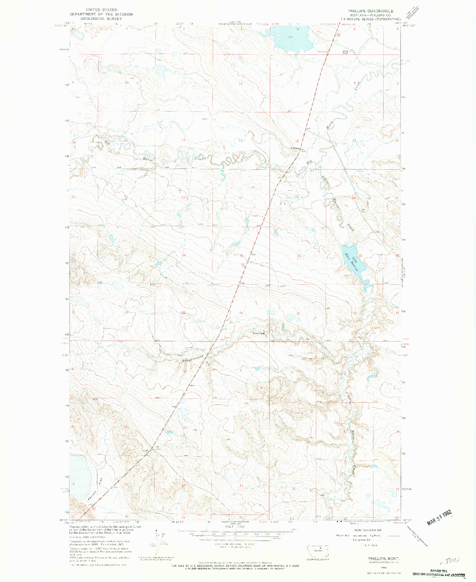 USGS 1:24000-SCALE QUADRANGLE FOR PHILLIPS, MT 1965