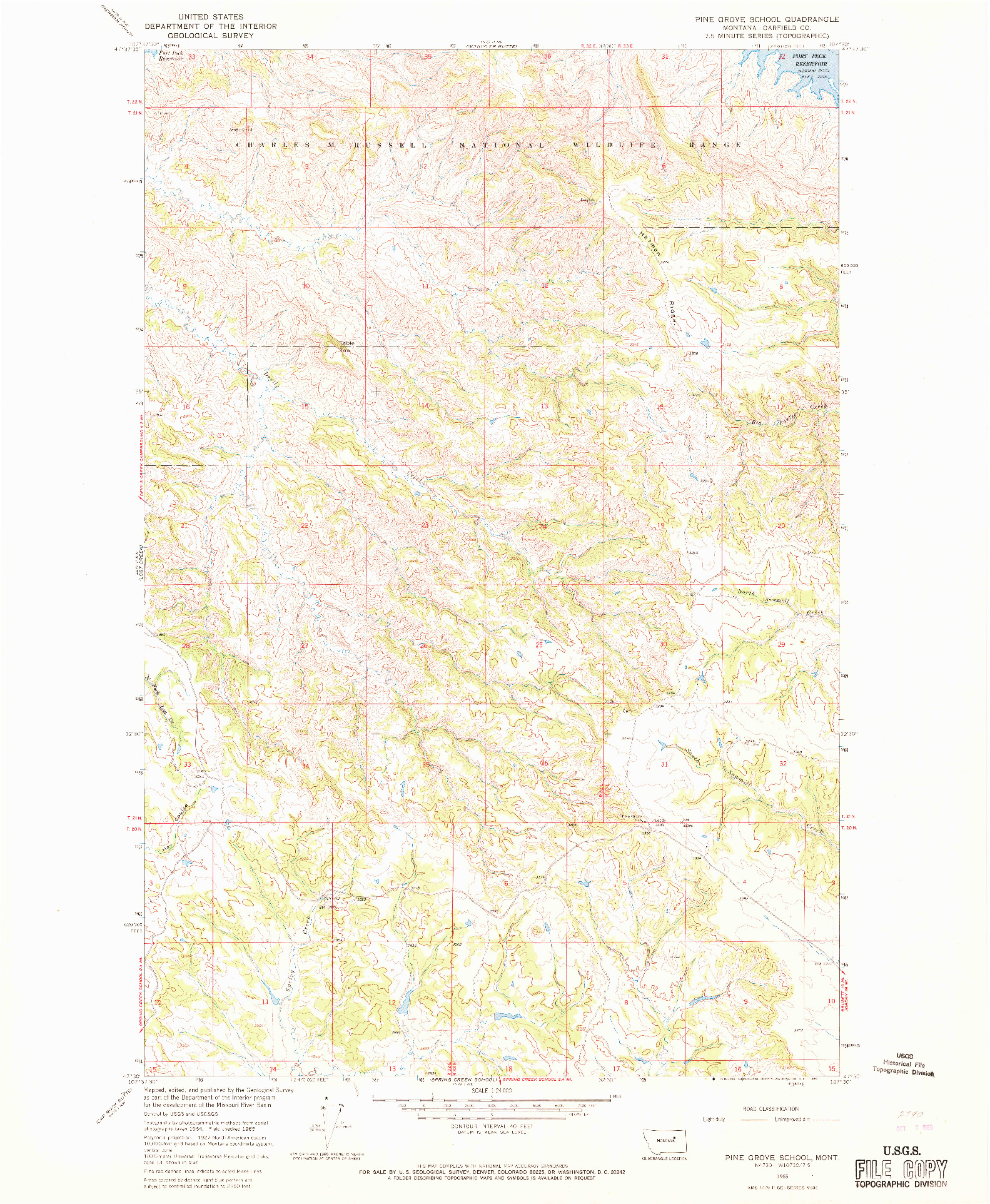 USGS 1:24000-SCALE QUADRANGLE FOR PINE GROVE SCHOOL, MT 1965