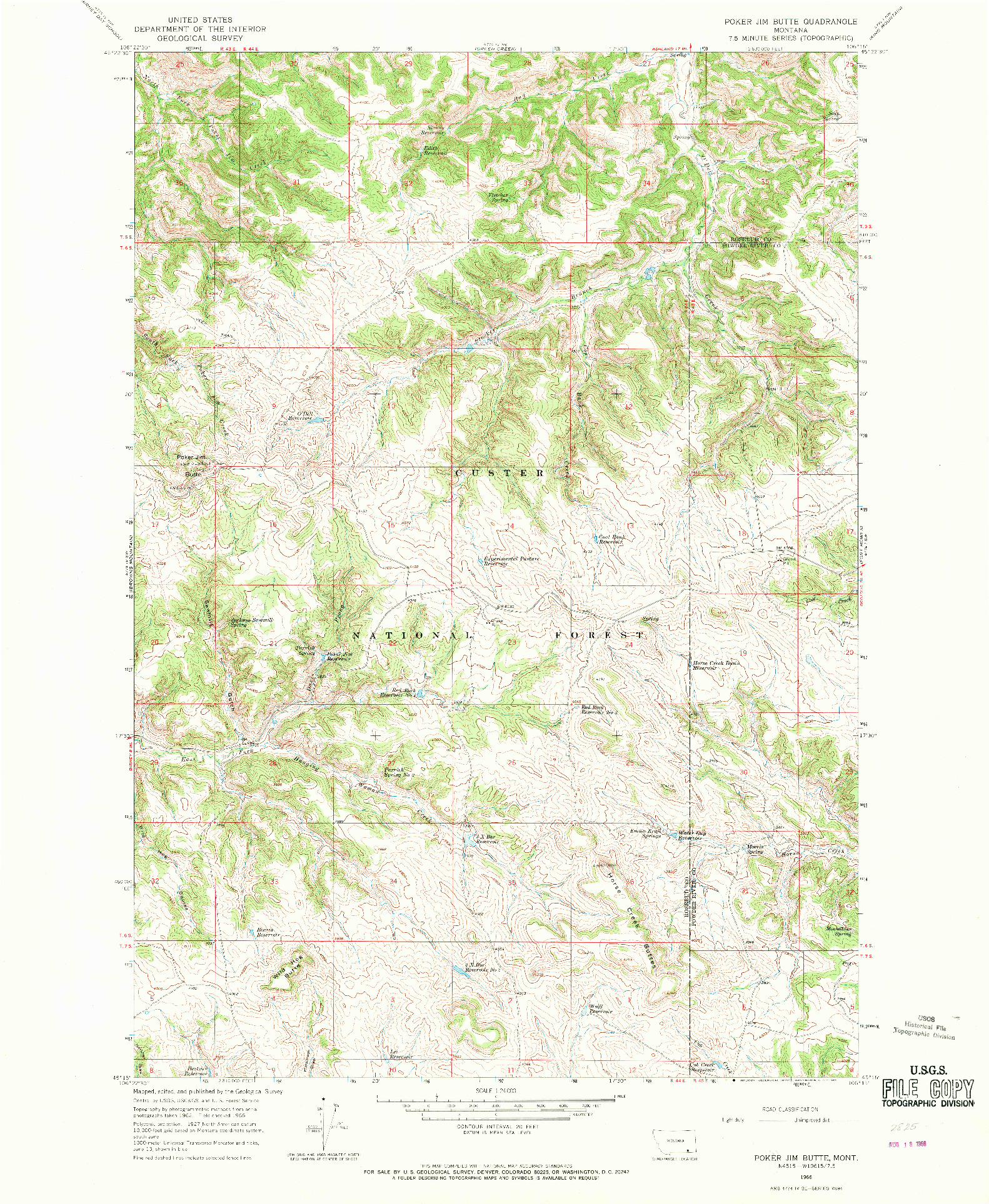 USGS 1:24000-SCALE QUADRANGLE FOR POKER JIM BUTTE, MT 1966