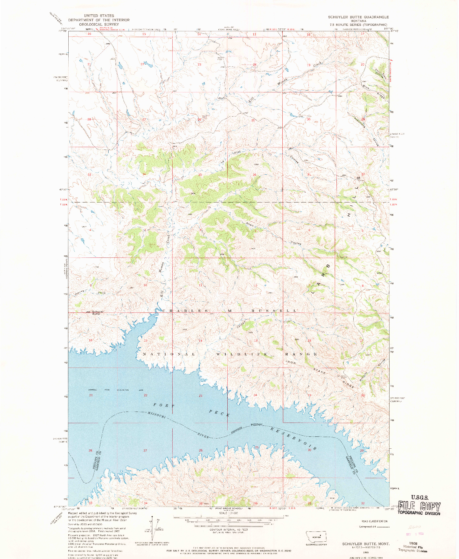 USGS 1:24000-SCALE QUADRANGLE FOR SCHUYLER BUTTE, MT 1965