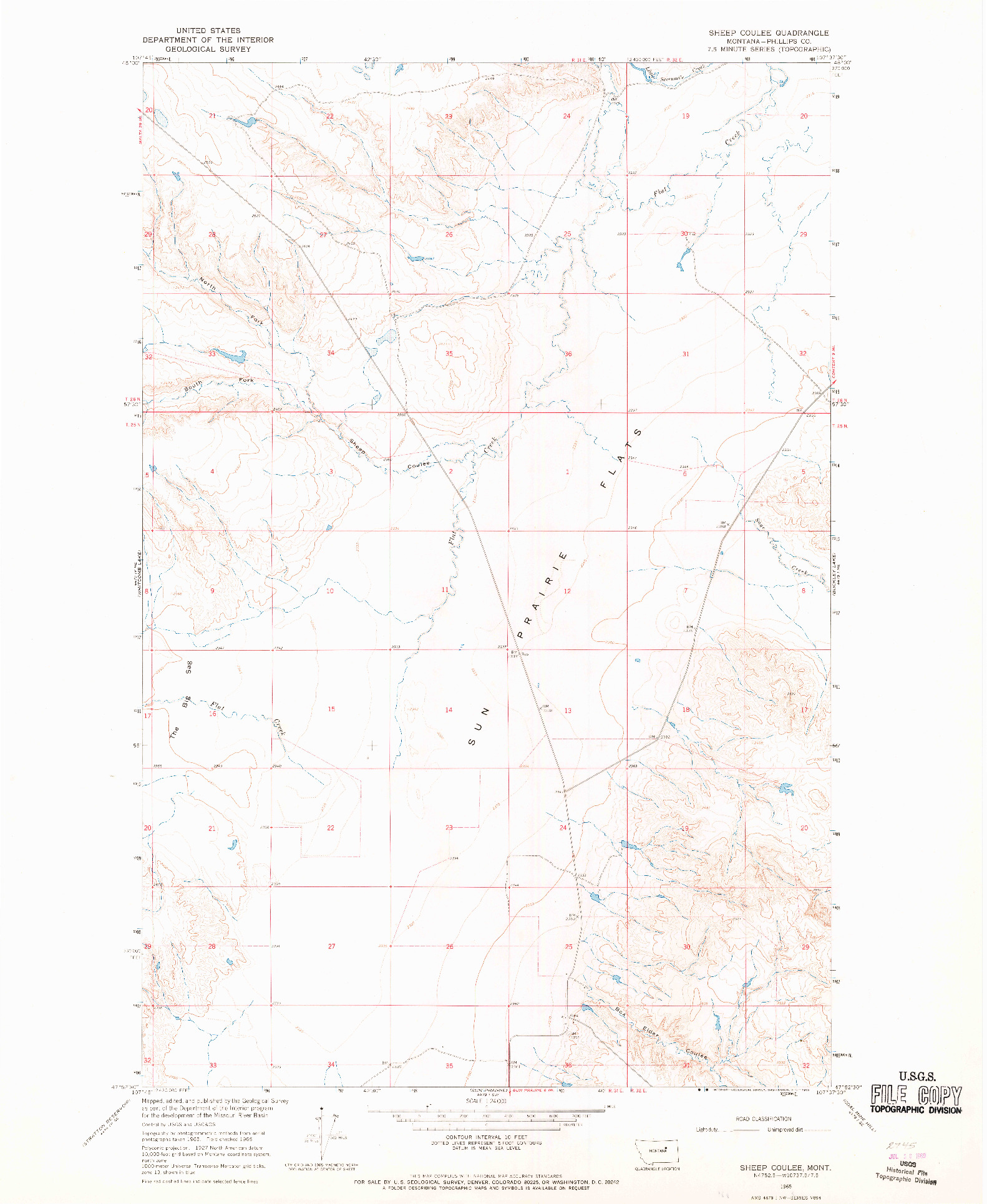 USGS 1:24000-SCALE QUADRANGLE FOR SHEEP COULEE, MT 1965
