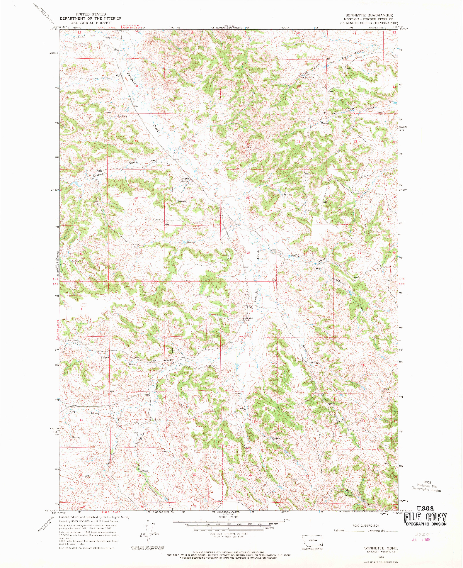 USGS 1:24000-SCALE QUADRANGLE FOR SONNETTE, MT 1966