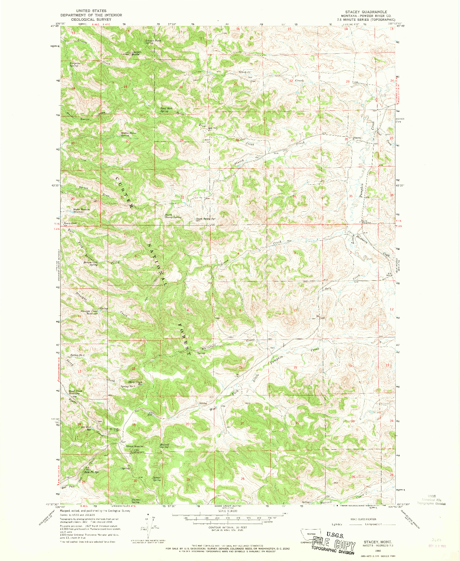 USGS 1:24000-SCALE QUADRANGLE FOR STACEY, MT 1966